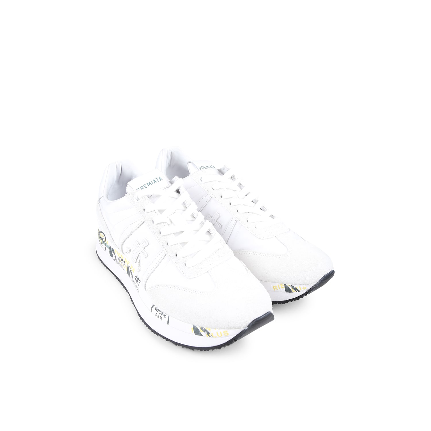 Shop Premiata White Sneakers For Woman With Logo In Green