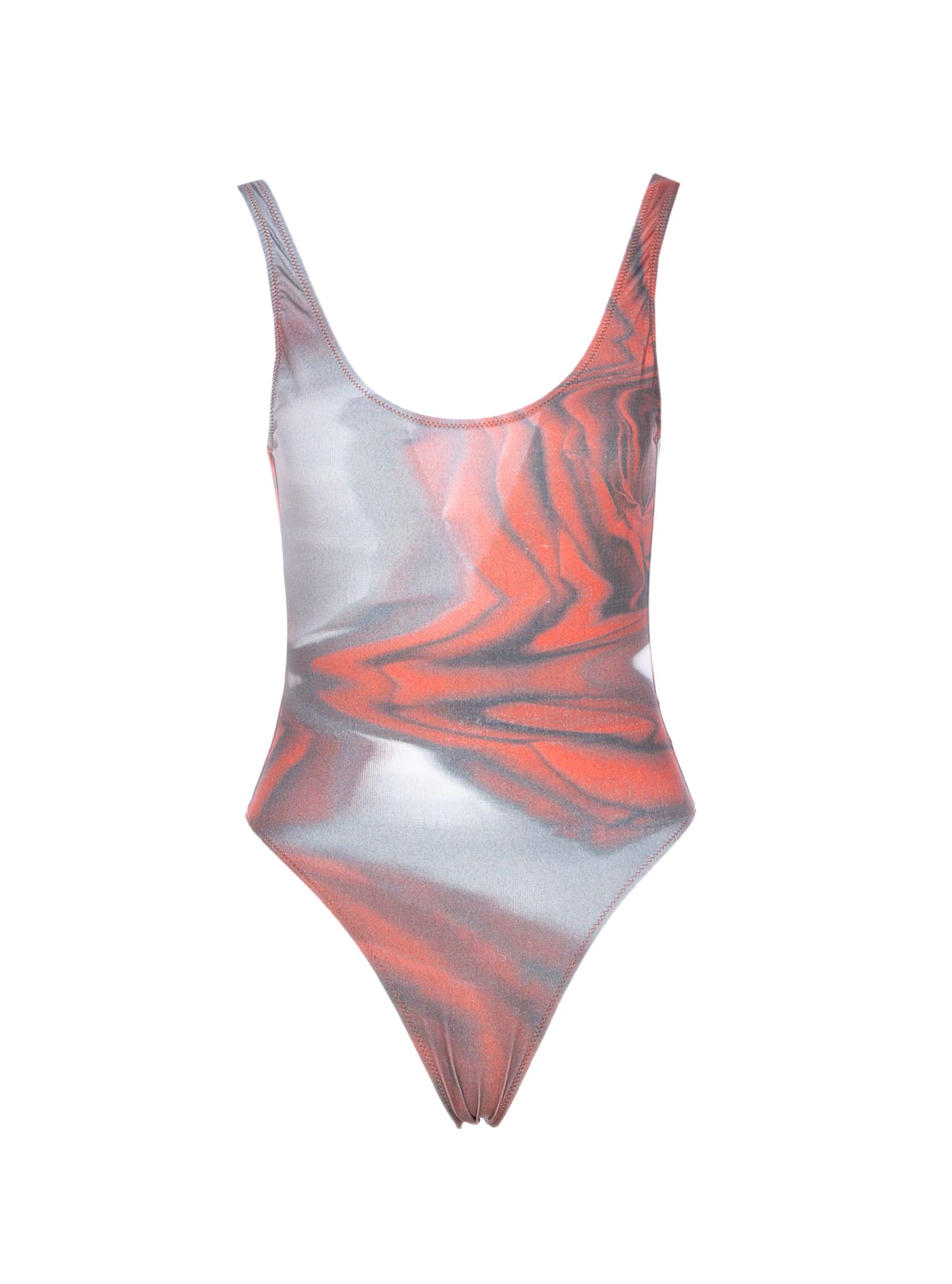 Jean Paul Gaultier Scoop Neck High-cut Open Back Swimsuit In Multi