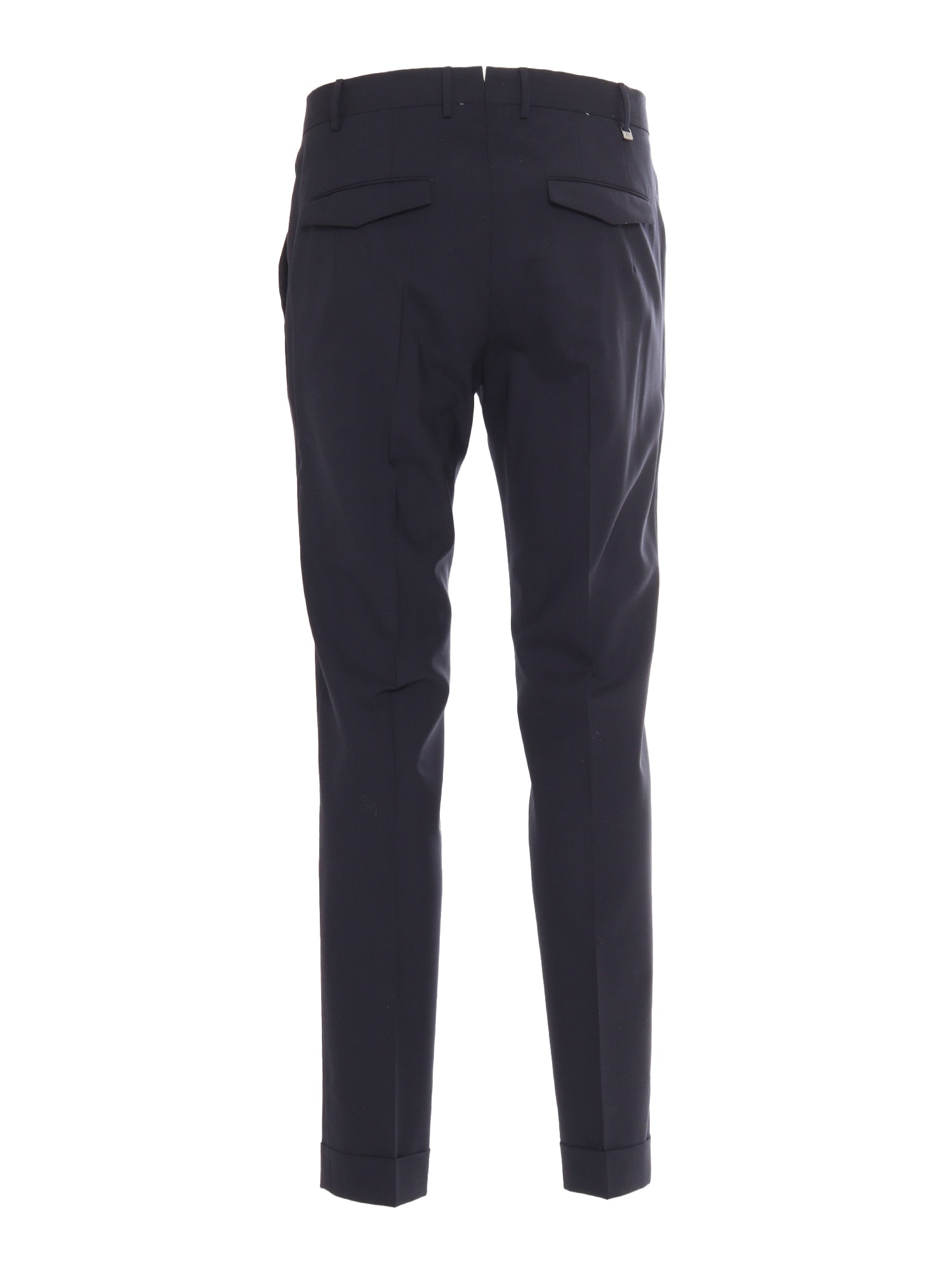 Pt Torino Pantalone In Misto Lana Stretch Nero Uomo In Blue