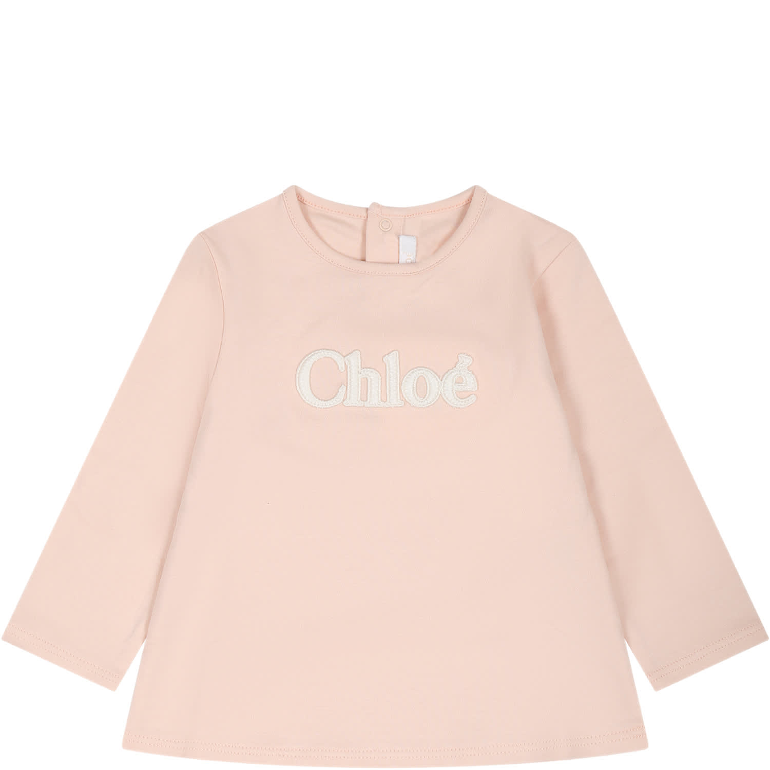 Chloé Pink T-shirt For Baby Girl With Logo