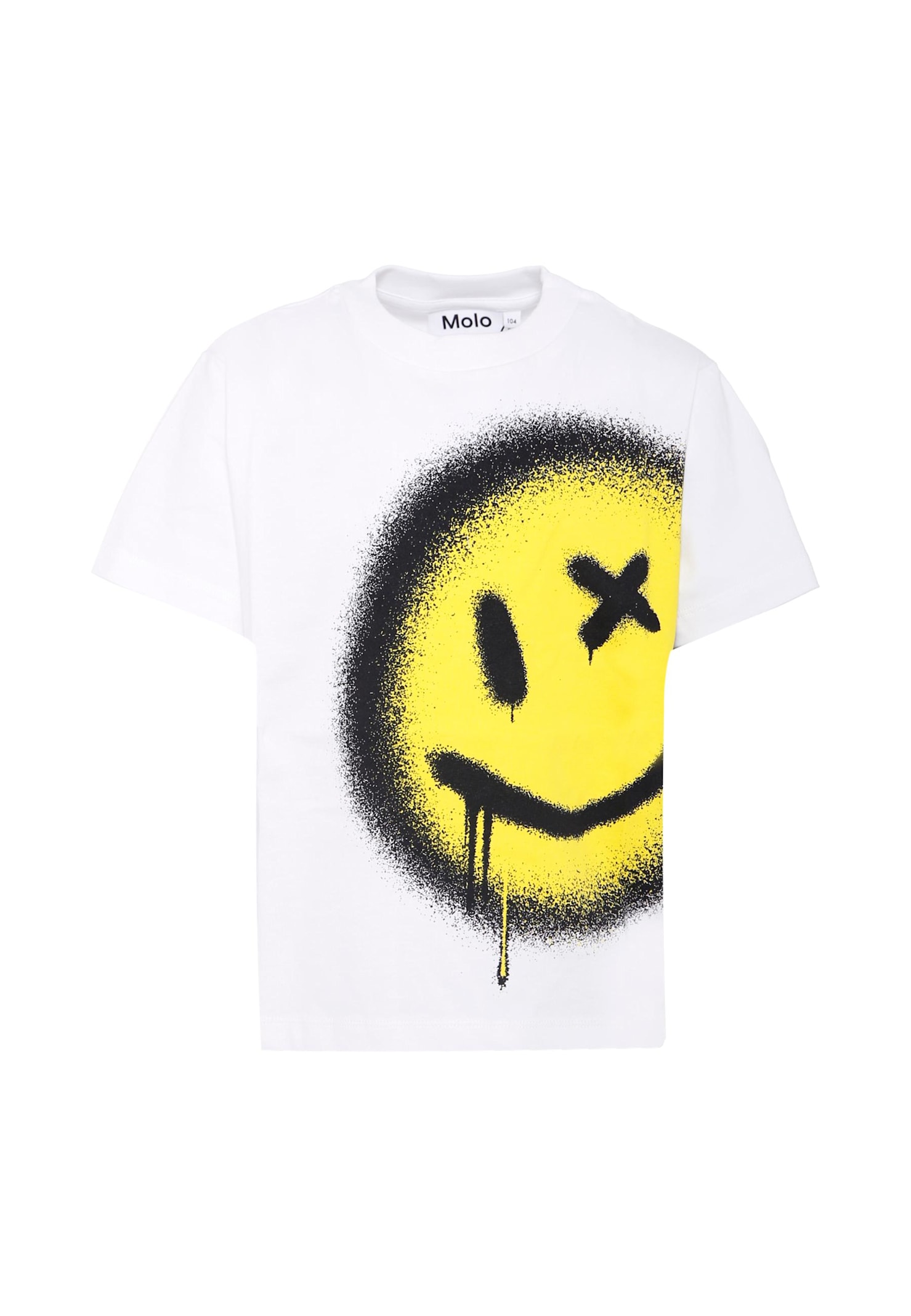 Molo White T-shirt For Kids With Smiley In White