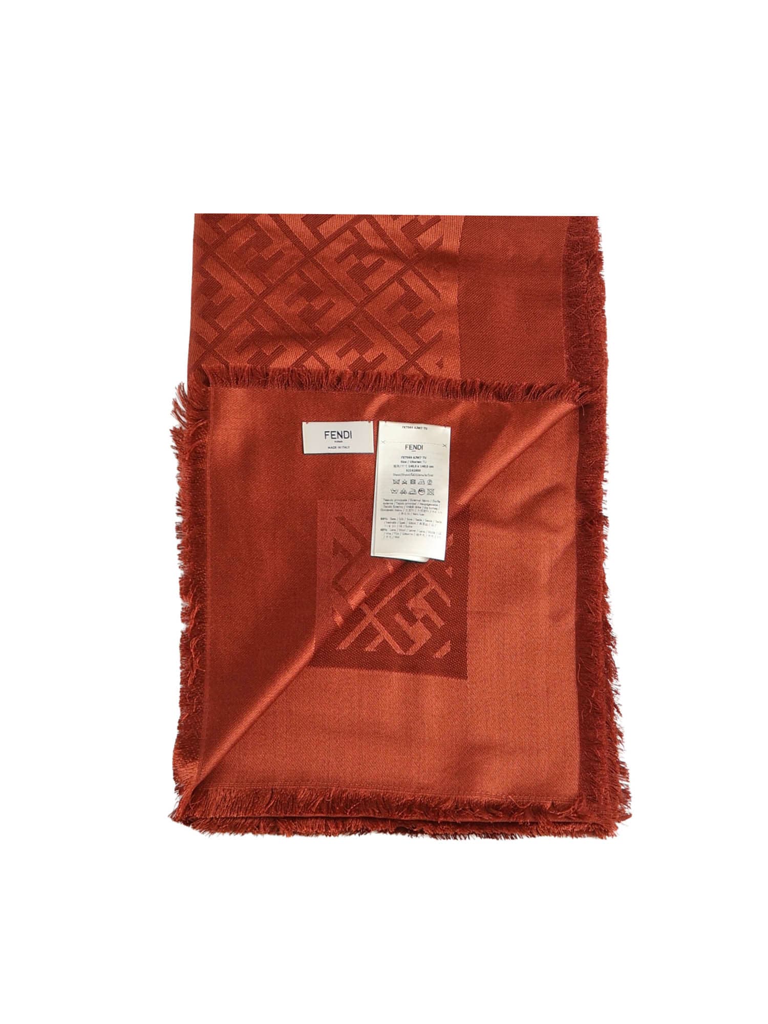 Fendi Wool And Silk Scarf Ff In Red