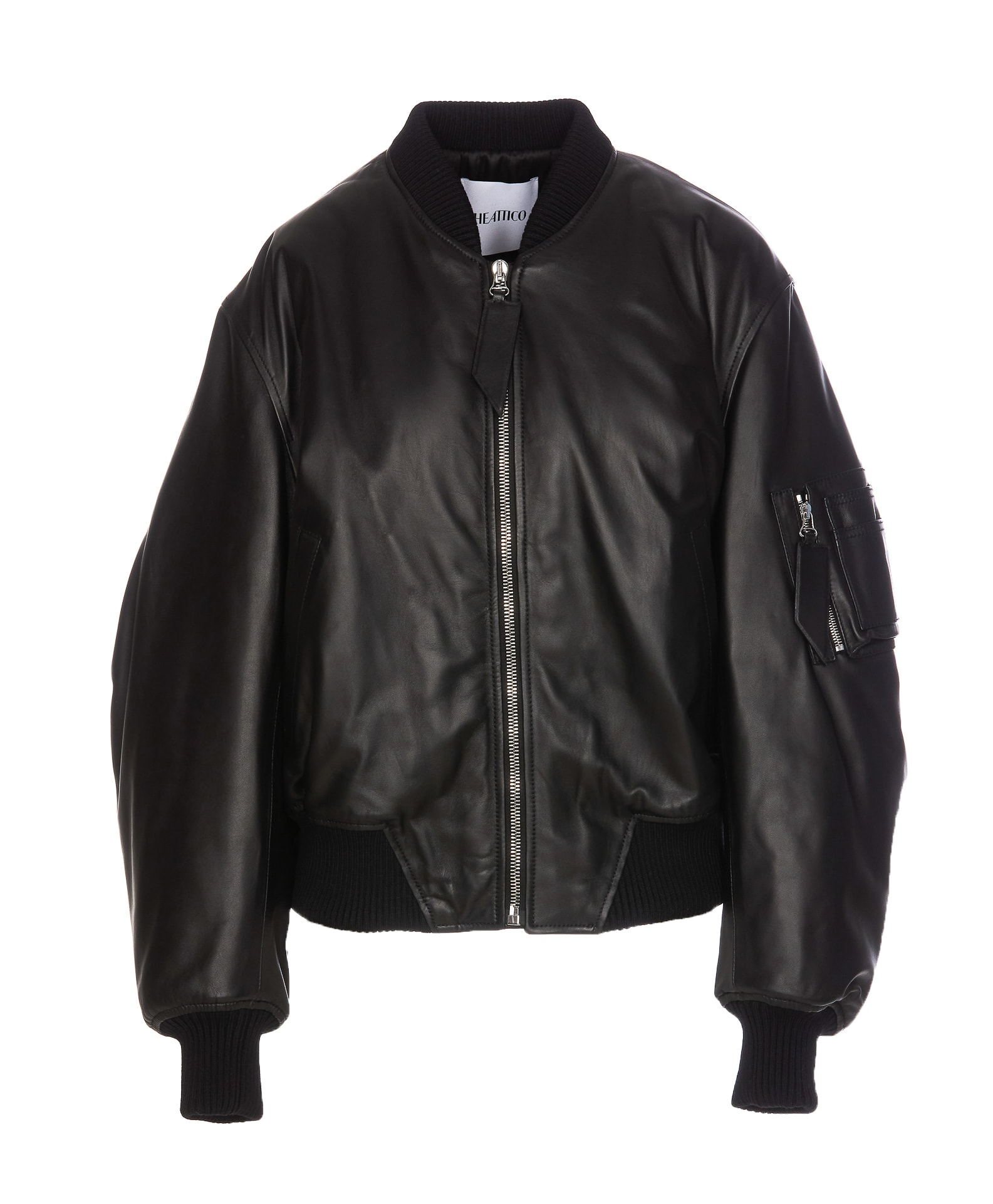 Shop Attico Anja Leather Jacket In Black