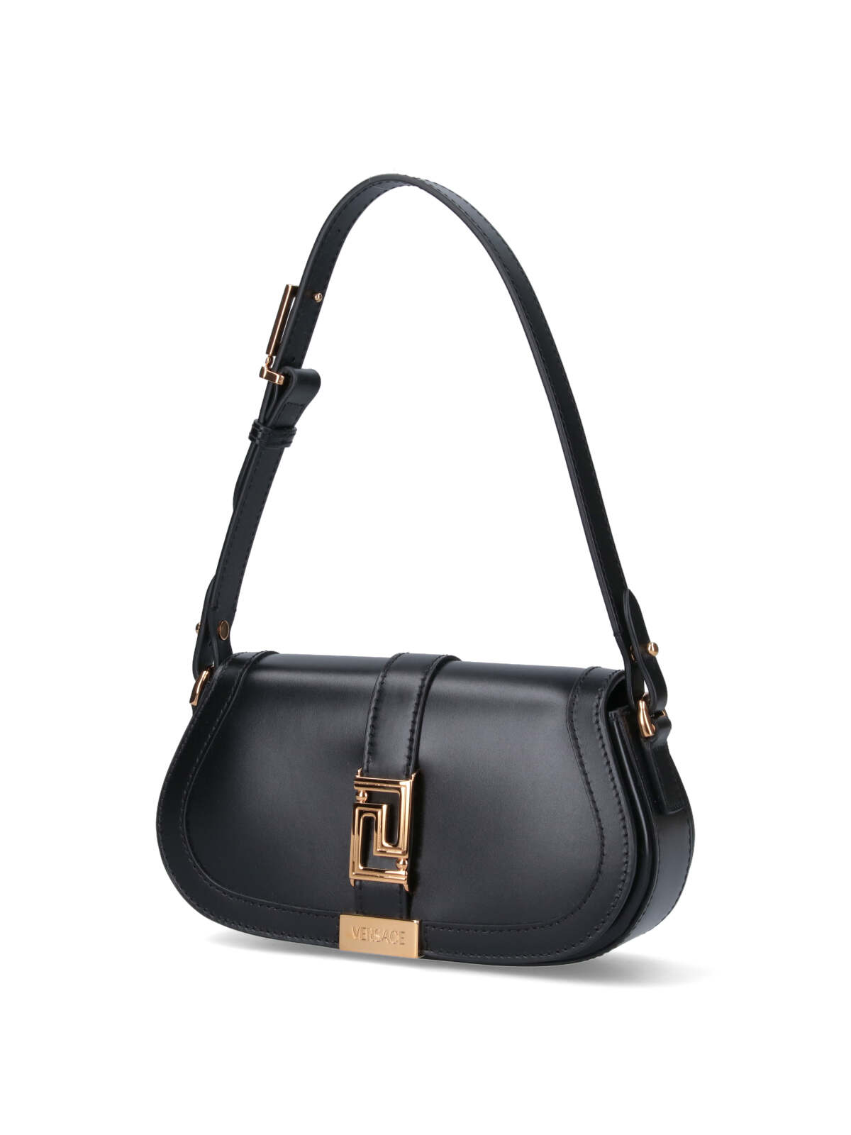 Shop Versace Greca Goddess Mini Shoulder Bag In Black