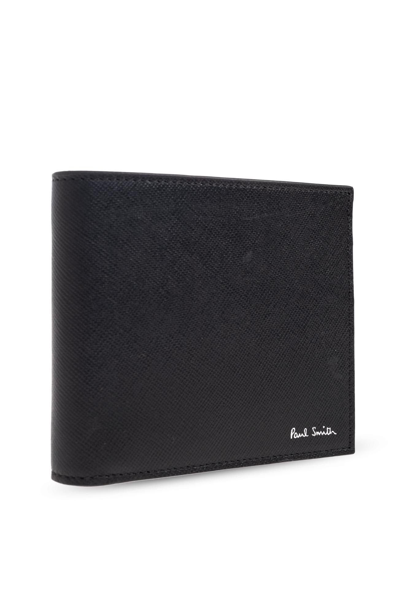 Paul Smith Textured Leather Bifold Wallet With Embossed Signature In Black