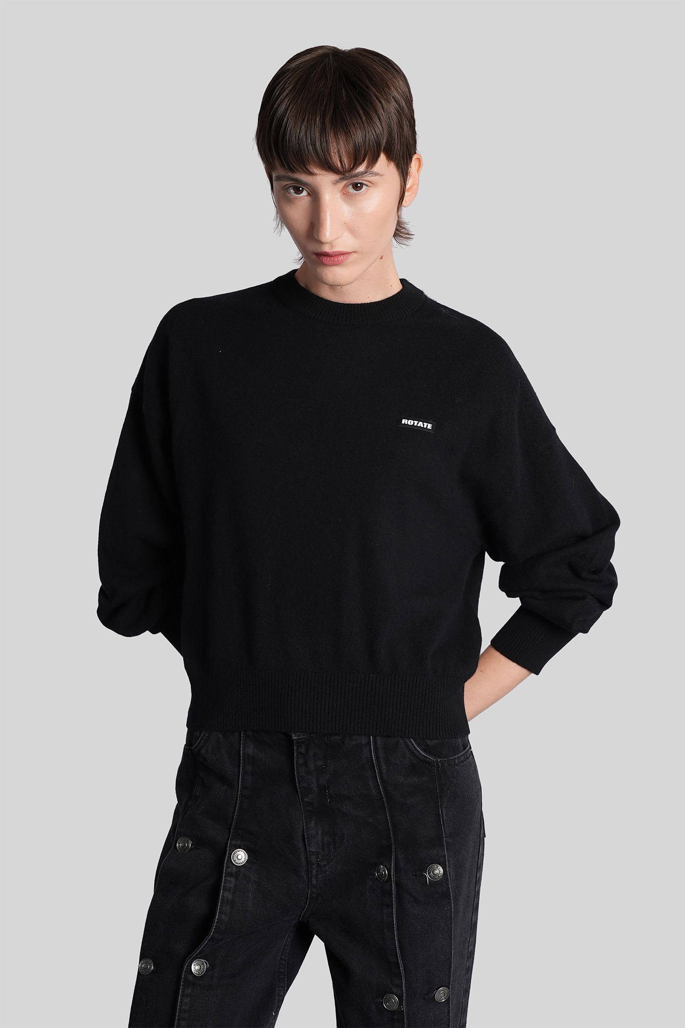 Rotate Birger Christensen Rotate Birgerchristensen Lightweight Jersey With Logo In Black