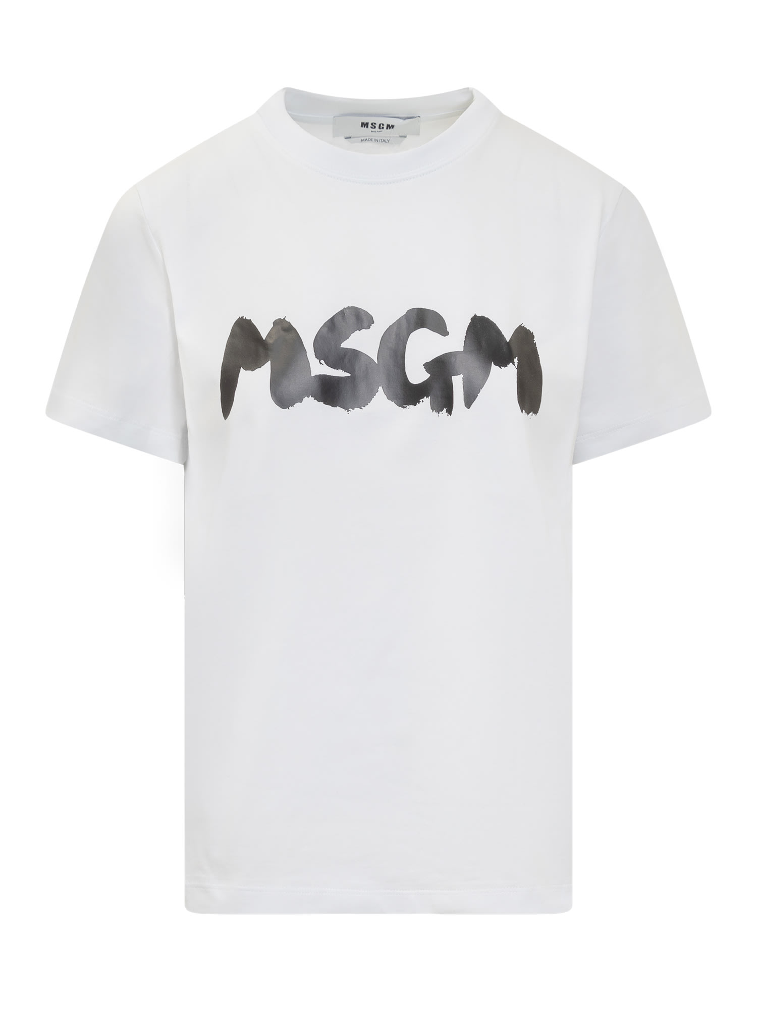 Msgm Logo Short-sleeved T-shirt In Optical White