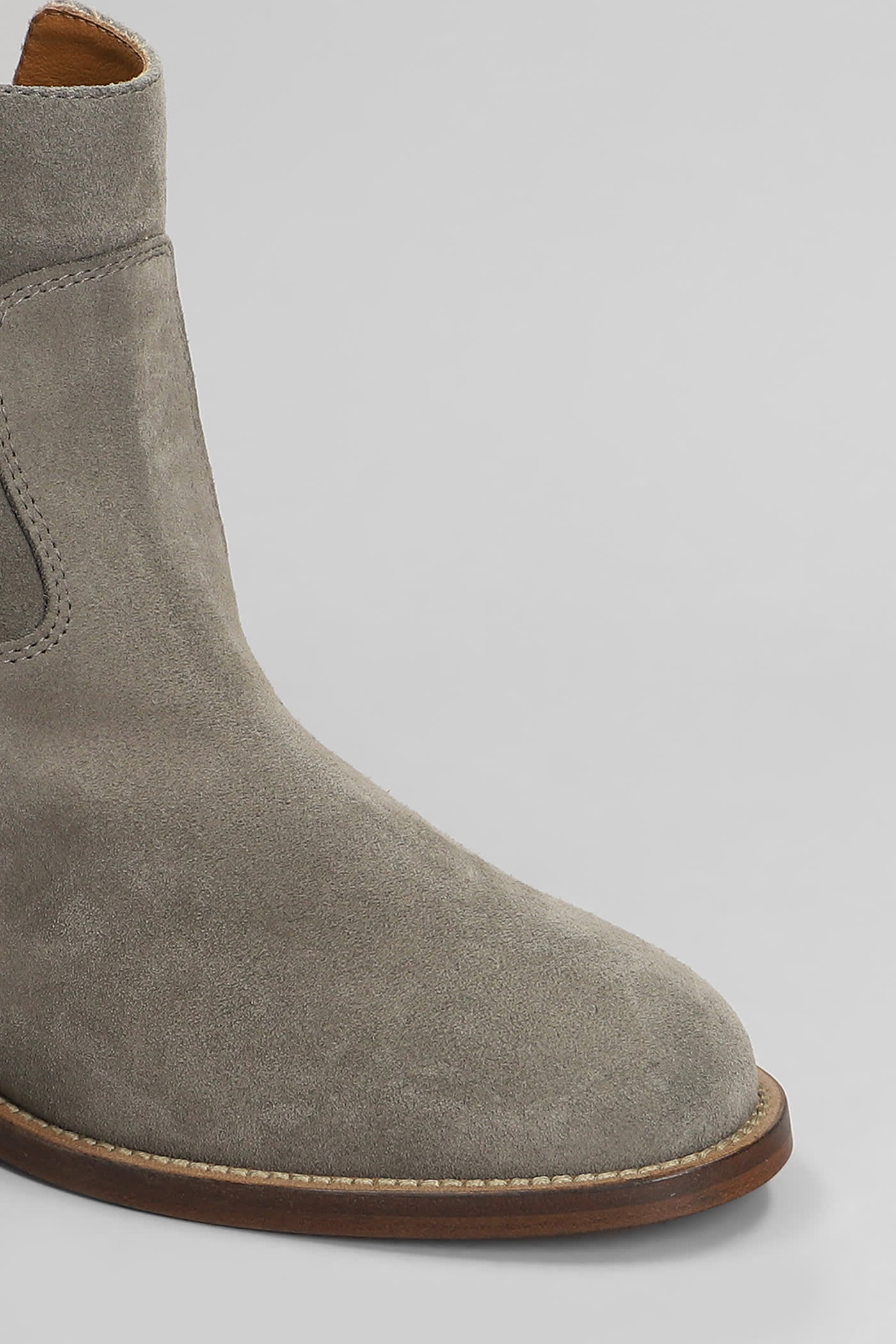 Via Roma 15 Ankle Boots Inside Wedge In Grey Suede In Grey