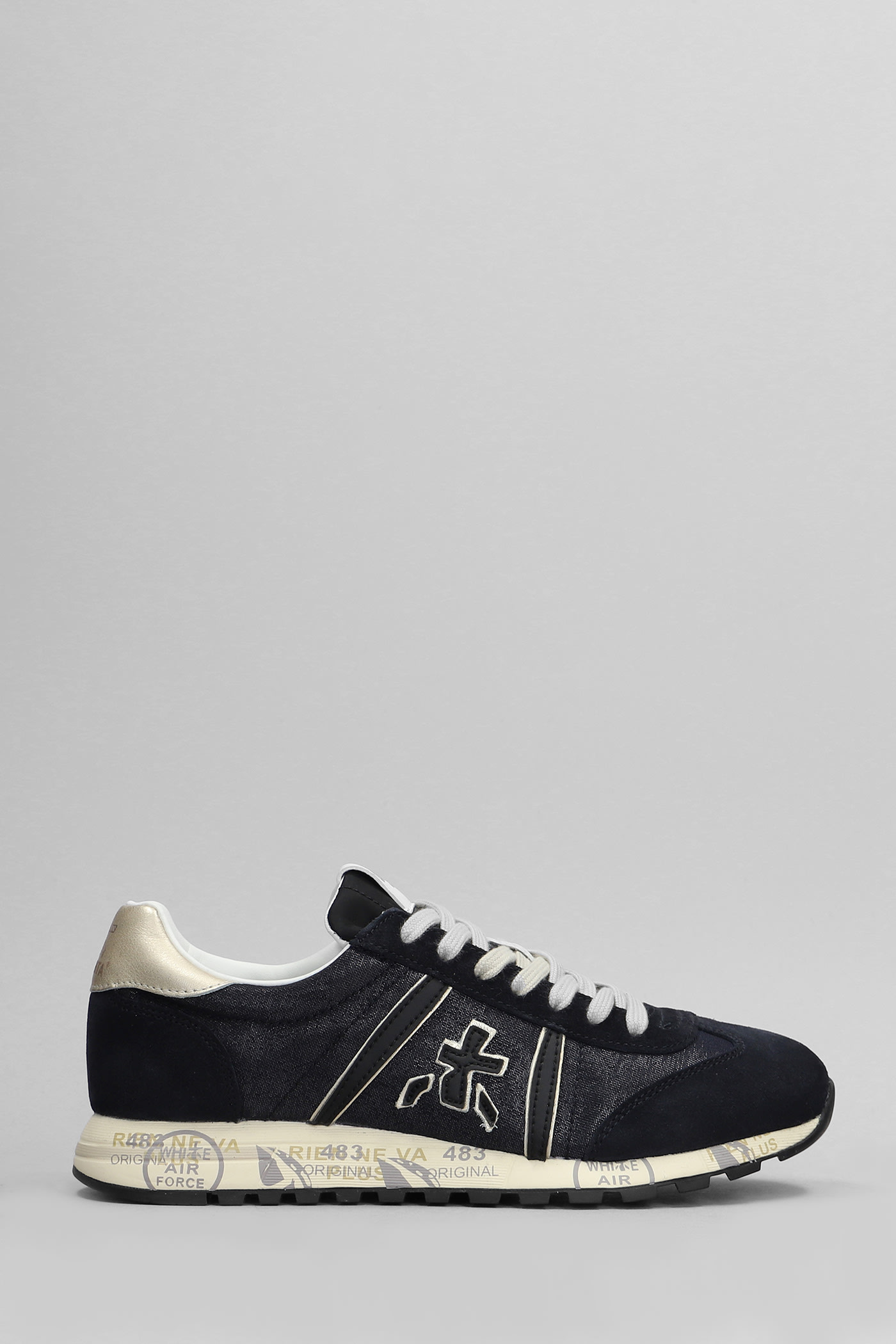 Shop Premiata Lucy Sneakers In Blue Suede And Fabric