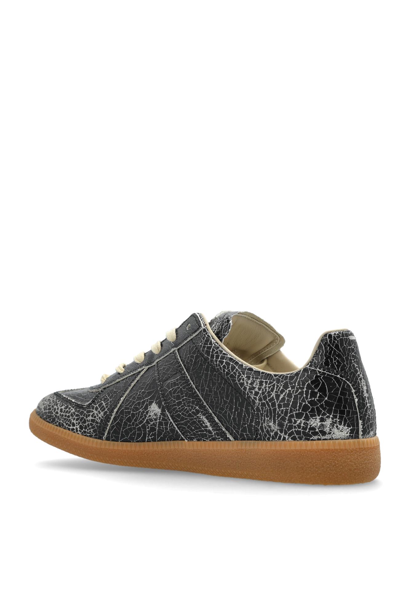 Maison Margiela Replica Sneakers Made Of Shiny Coated Leather In Black