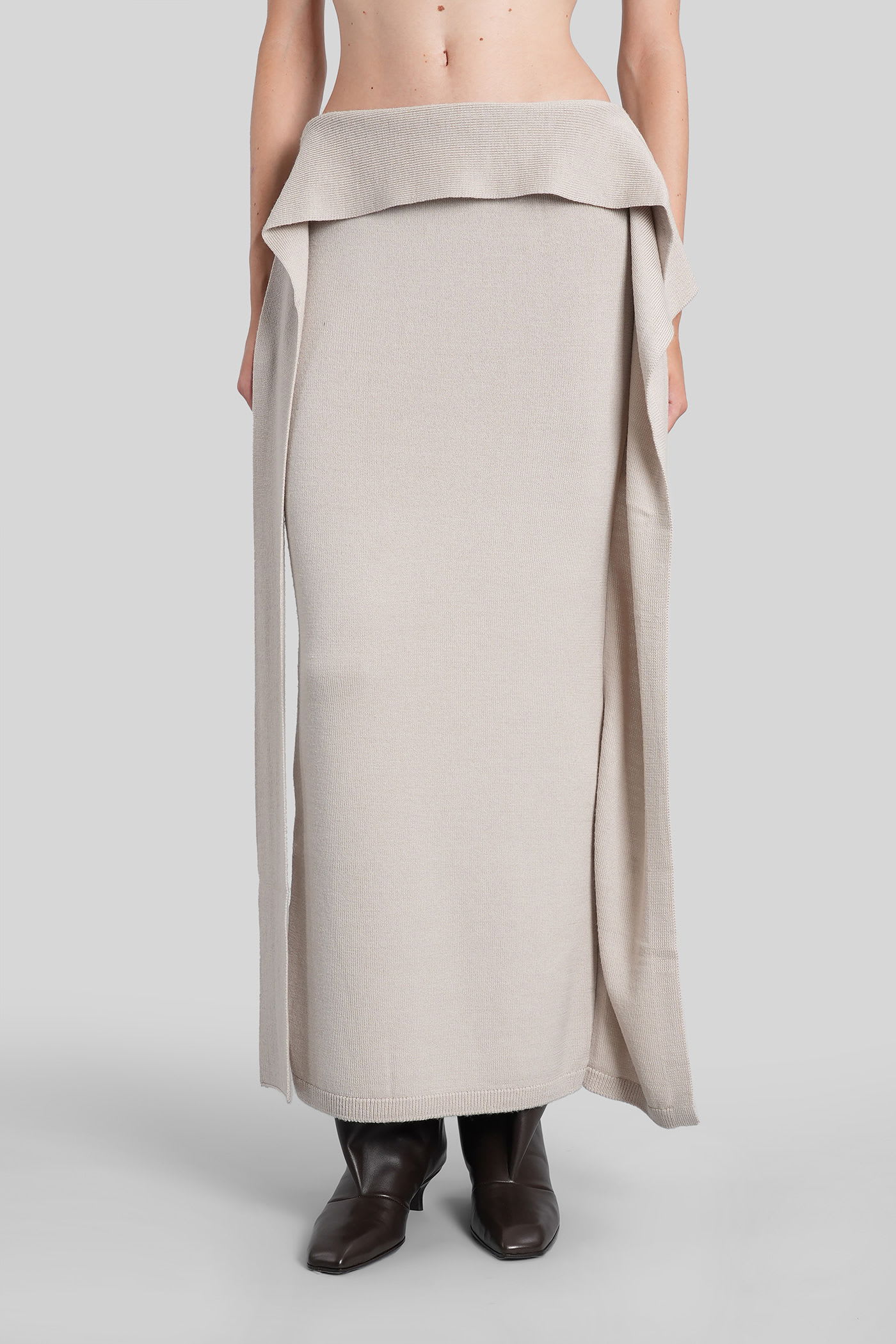 Entire Studios Tier Skirt Skirt In Grey Wool In Neutral