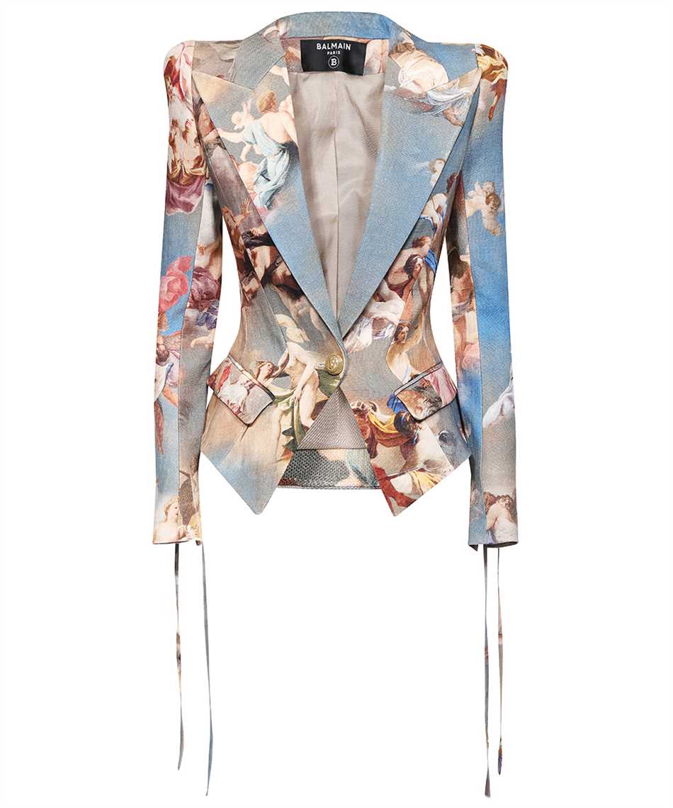 Balmain Classic Jacket In Cyan Linen In Multi