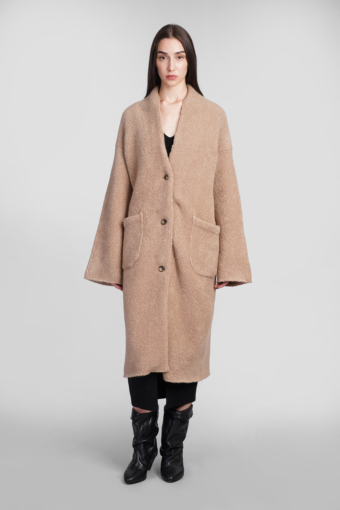 Shop Laneus Coat In Camel Wool