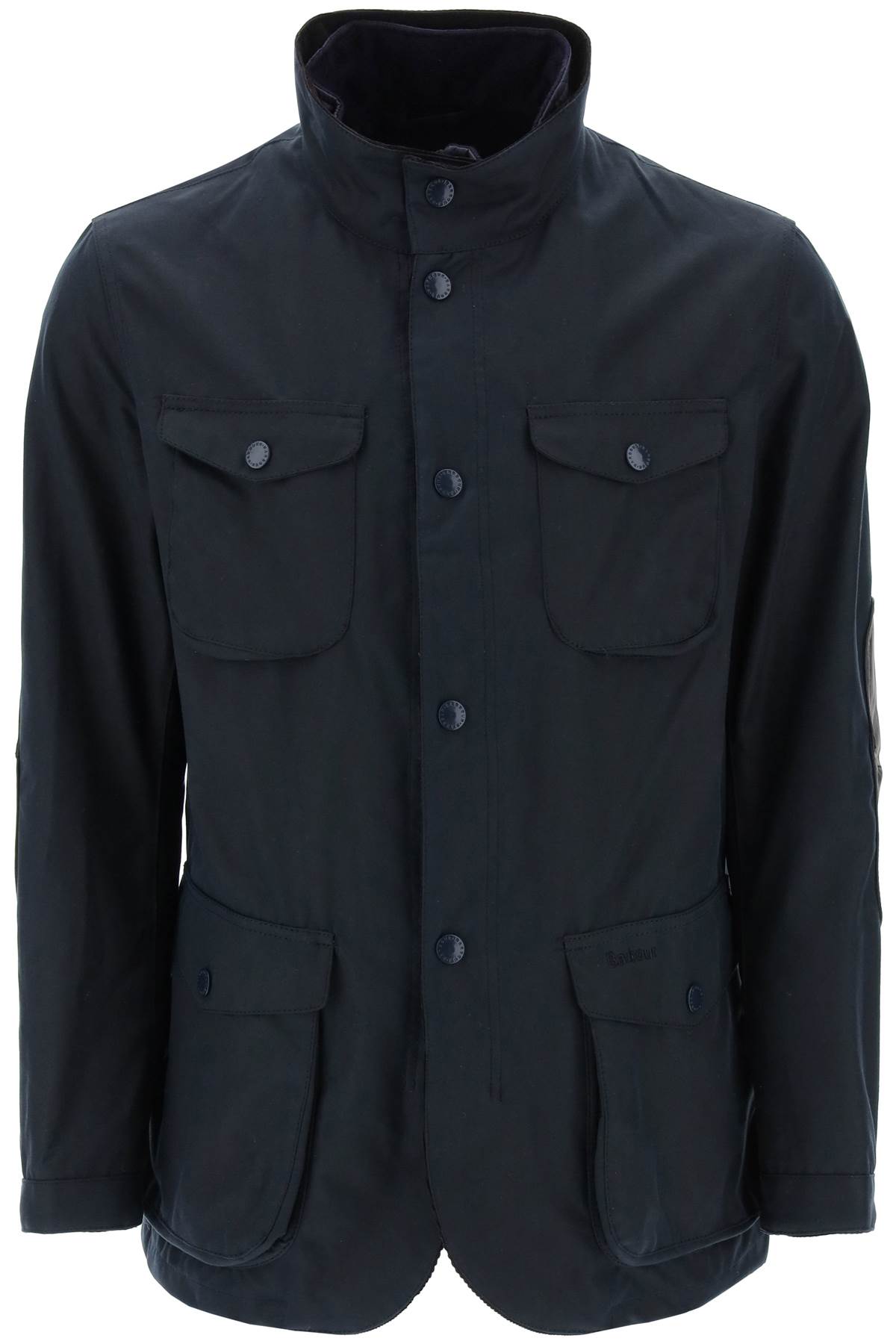 Shop Barbour Ogston Waxed Jacket In Navy (blue)