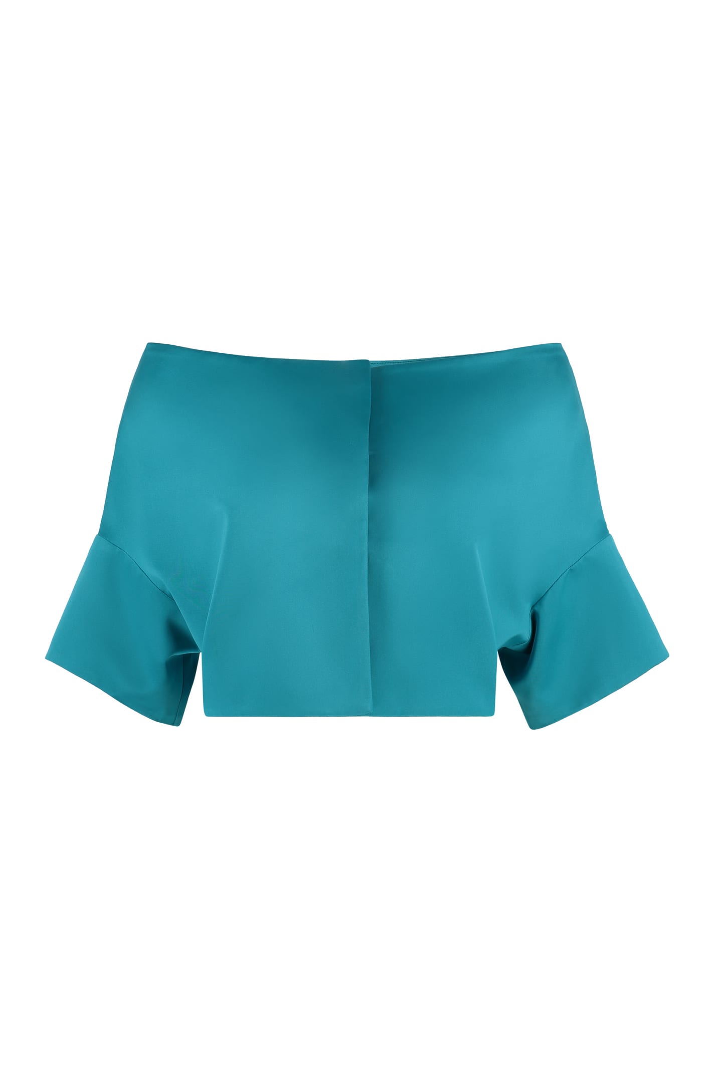 Shop P.a.r.o.s.h Off-shoulder Bolero Jacket In Turquoise