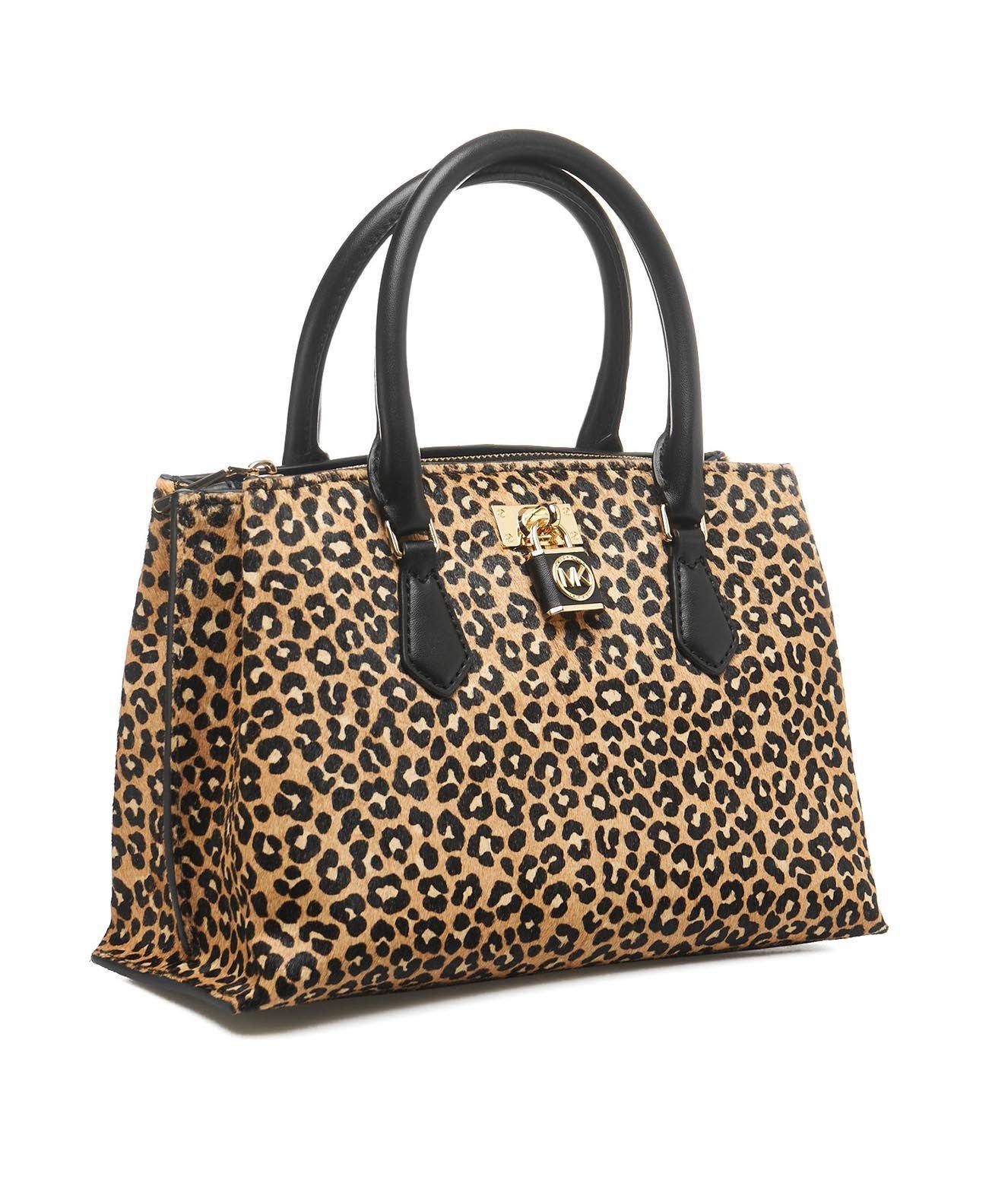 Shop Michael Kors Ruby Leopard Printed Small Tote Bag In Black Multi