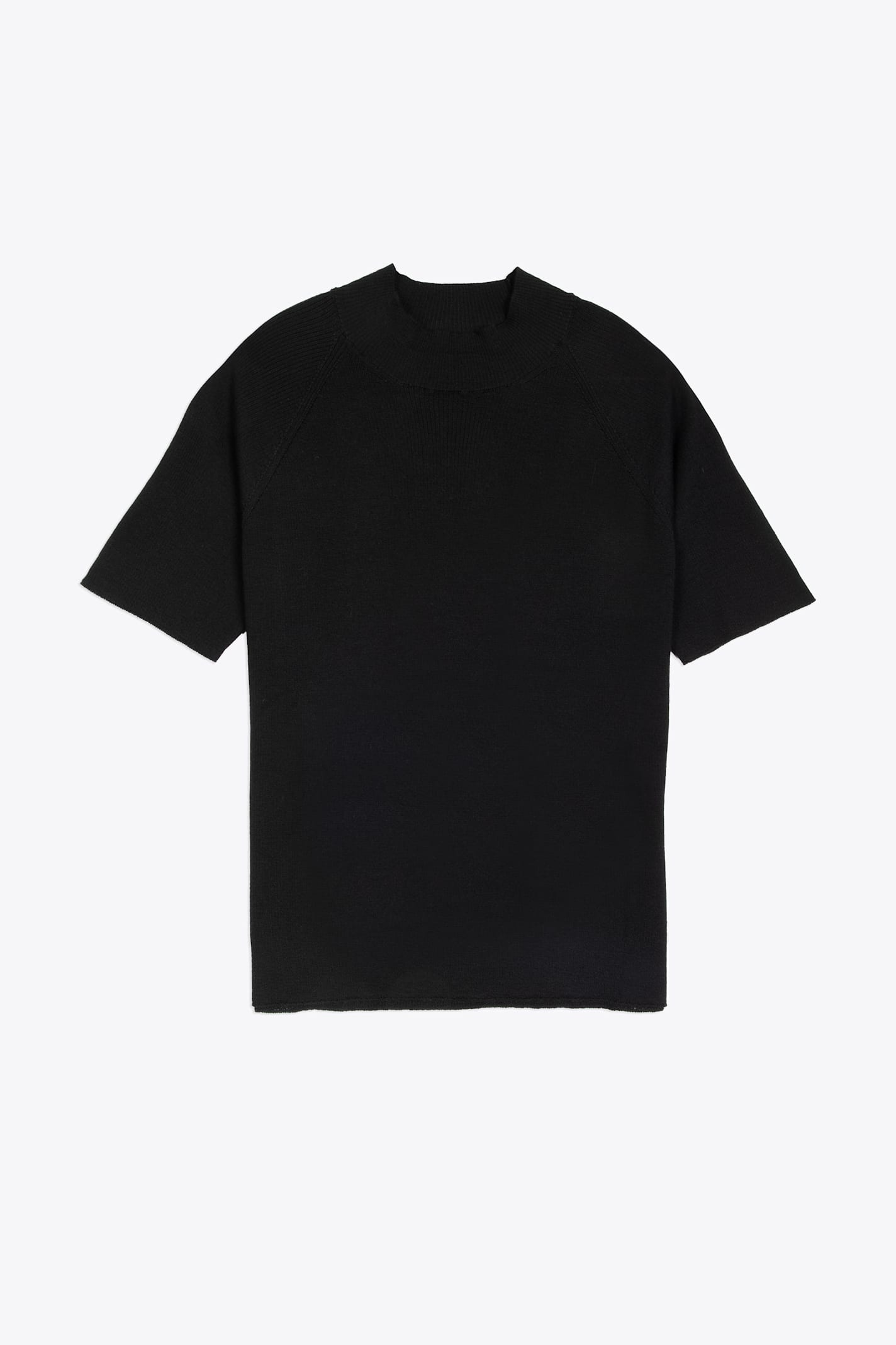 Lupetto In Maglia M/manica Black wool mockneck t-shirt