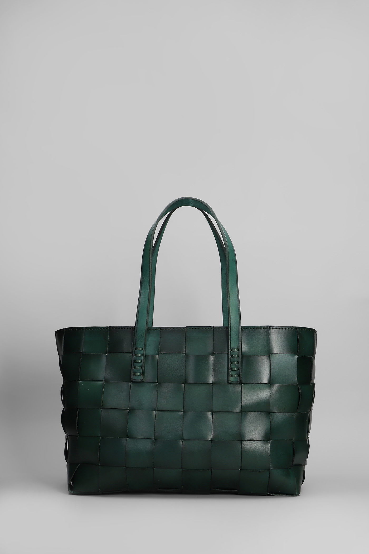 Dragon Diffusion Box Weave Basket Tote In Green Leather In Green