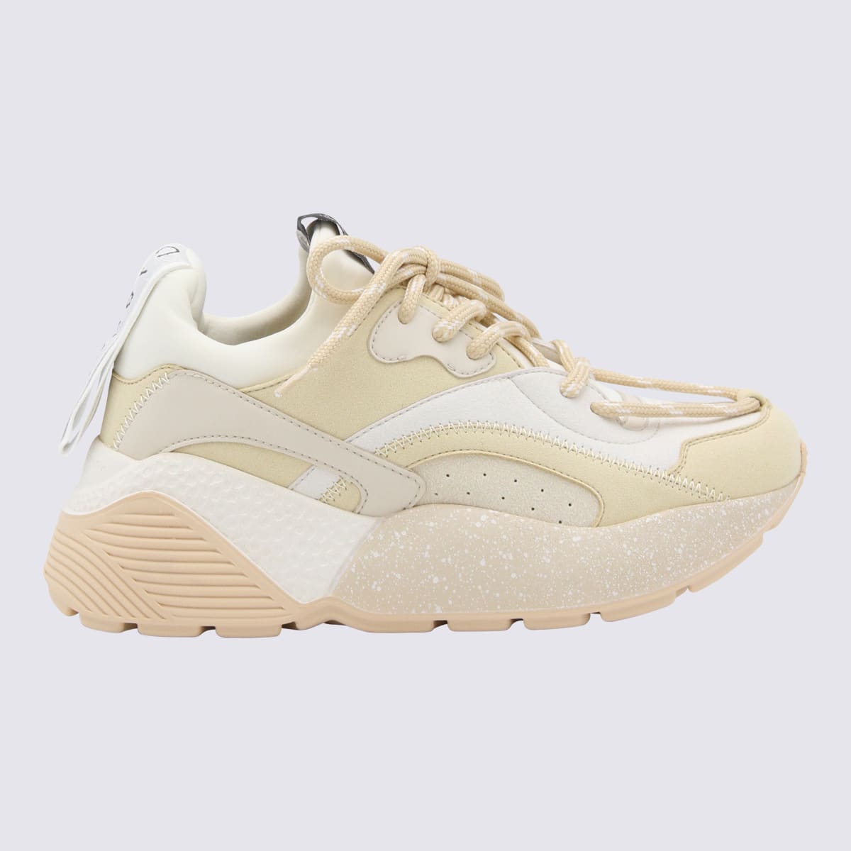 Shop Stella Mccartney Light Beige Faux Leather Eclypse Low-top Sneakers In Multi White