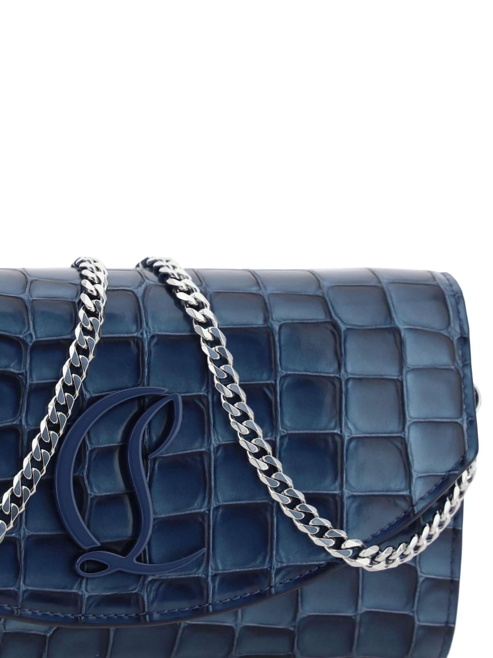 Shop Christian Louboutin Loubi54 Wallet In Denim/denim