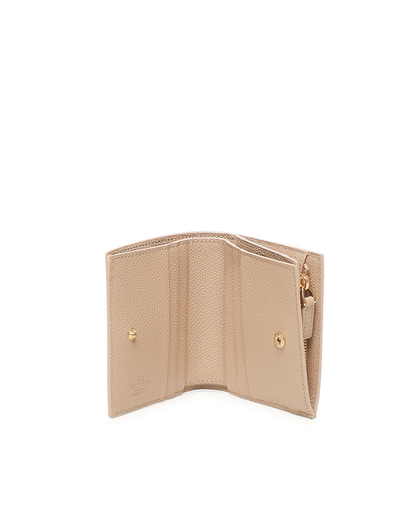 Valentino Logo-plaque Leather Wallet In Brown