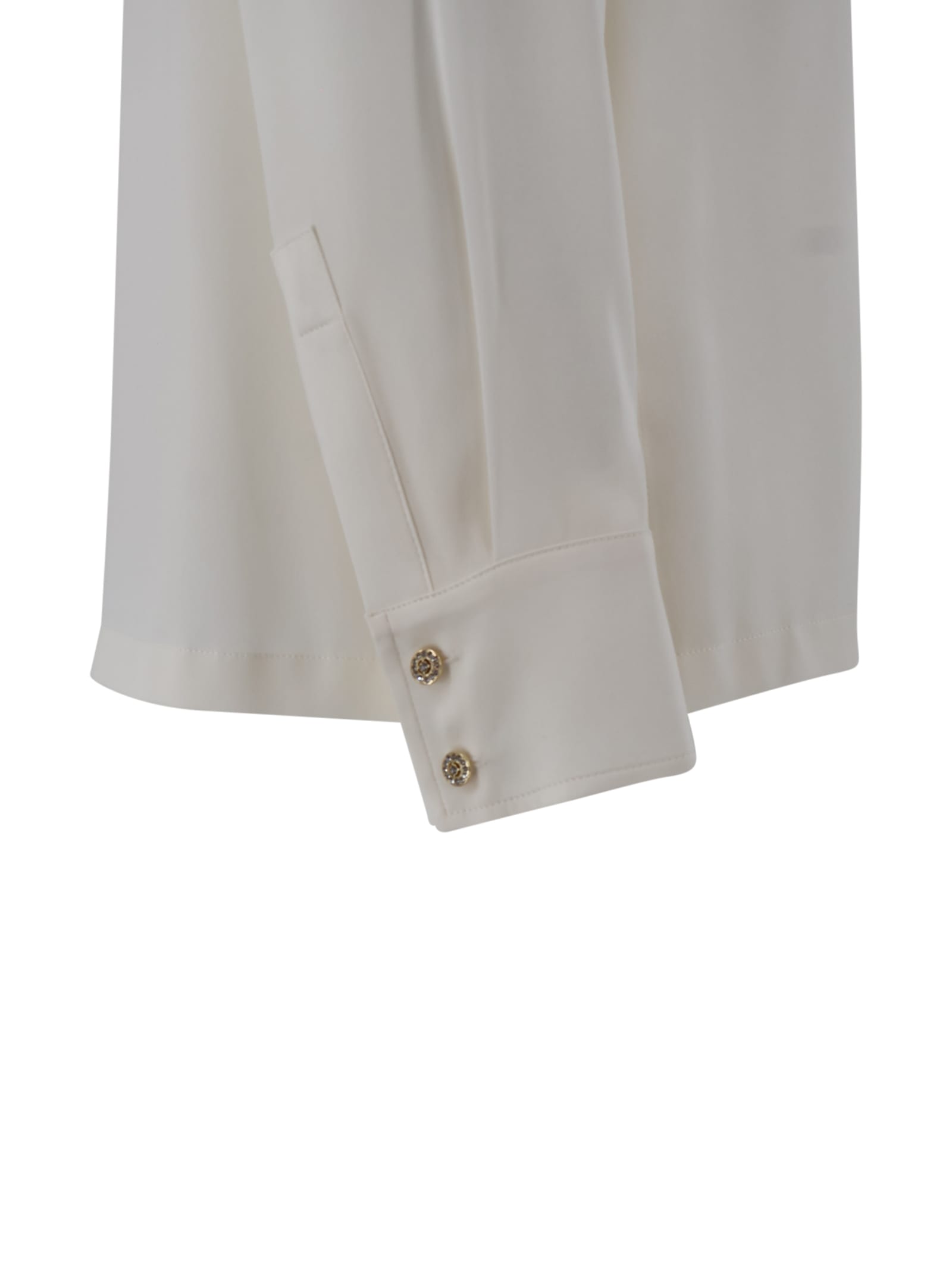 Max Mara Silk Satin Shirt With Round Neck. In Neutral