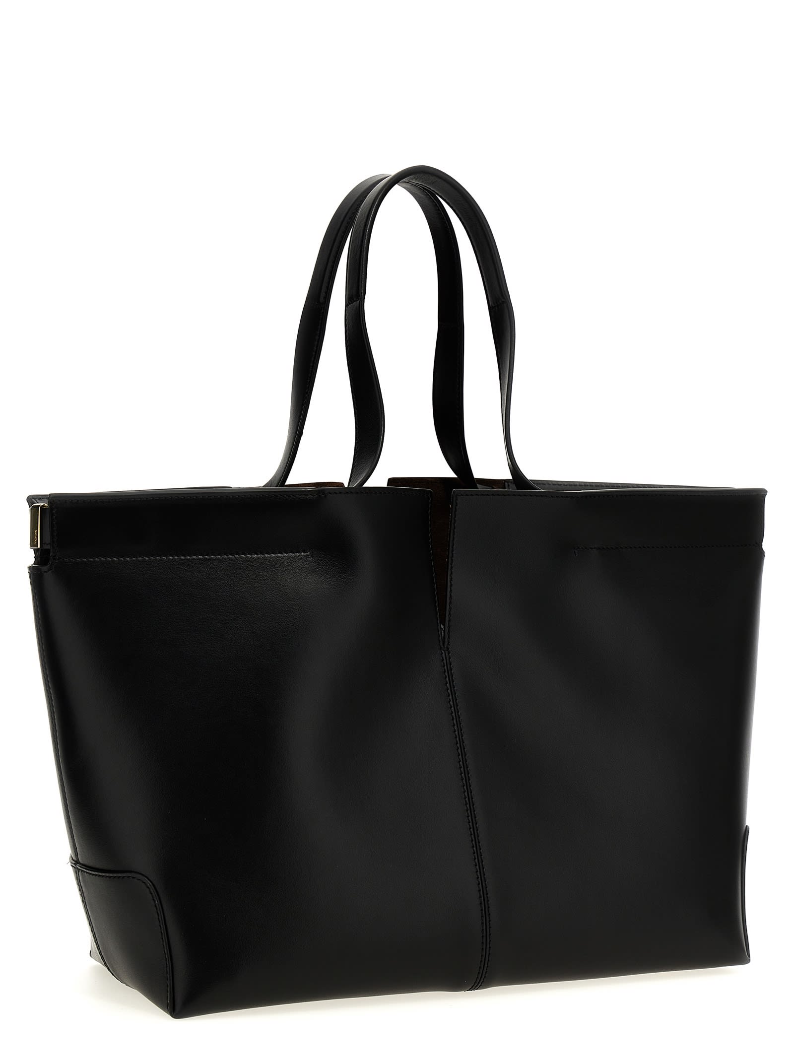 Tod's Di Bag Folio Leather Shopping Bag In Black