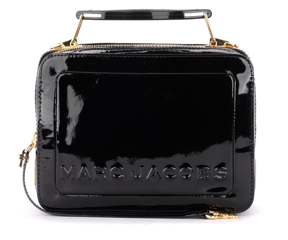 Marc Jacobs The  Model Shoulder Bag The Textired Mini Box Bag In Black Paint Leather In Nero