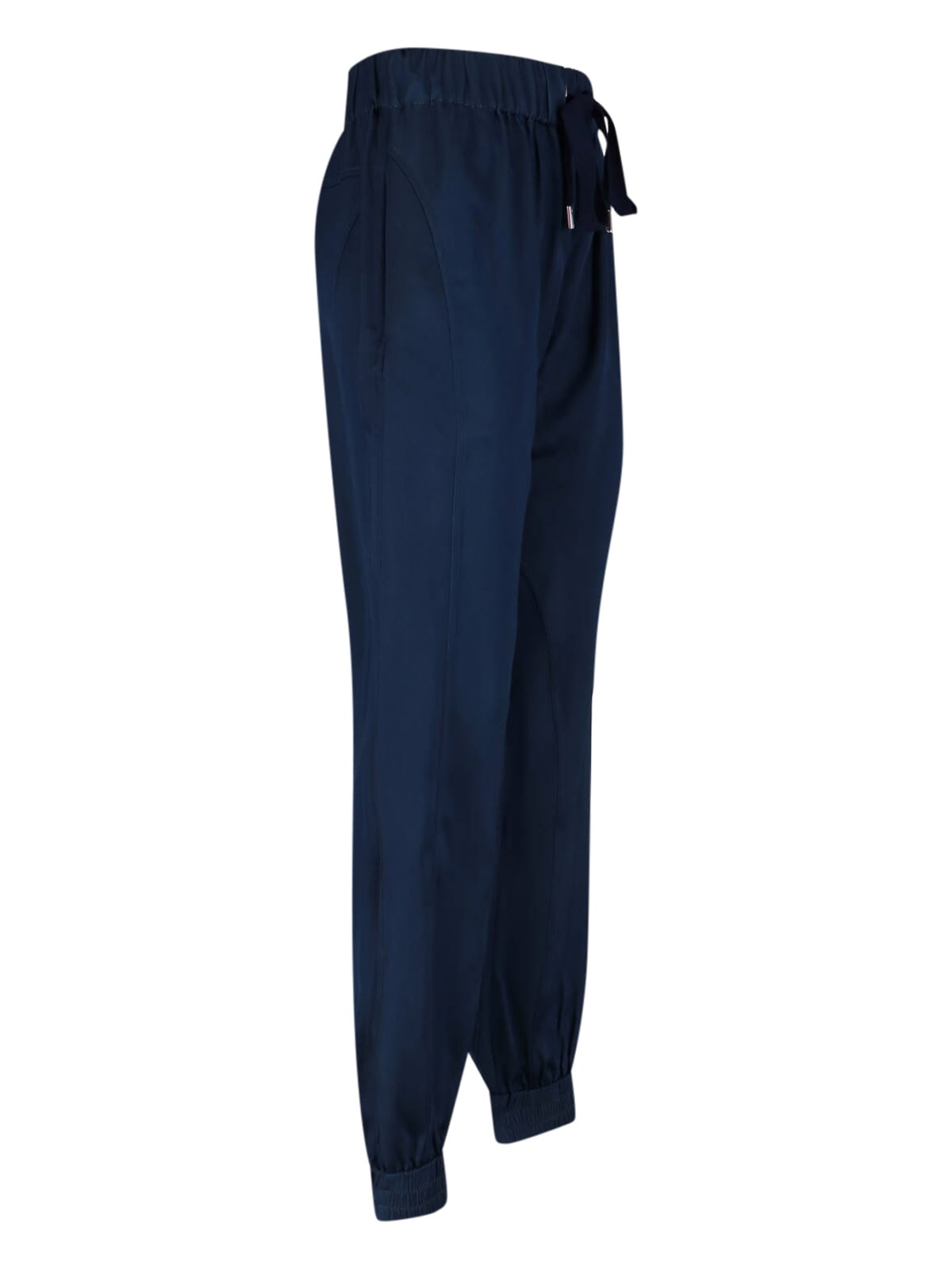 Sa Su Phi High-waisted Silk Blend Athletic Pants With Drawstring Closure In Blue