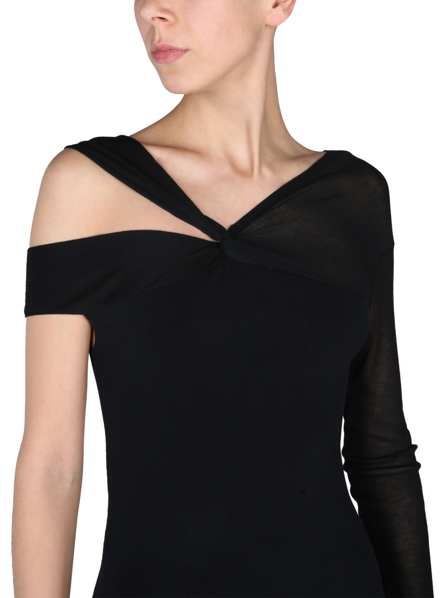 Shop Helmut Lang Twisted Dress In Black