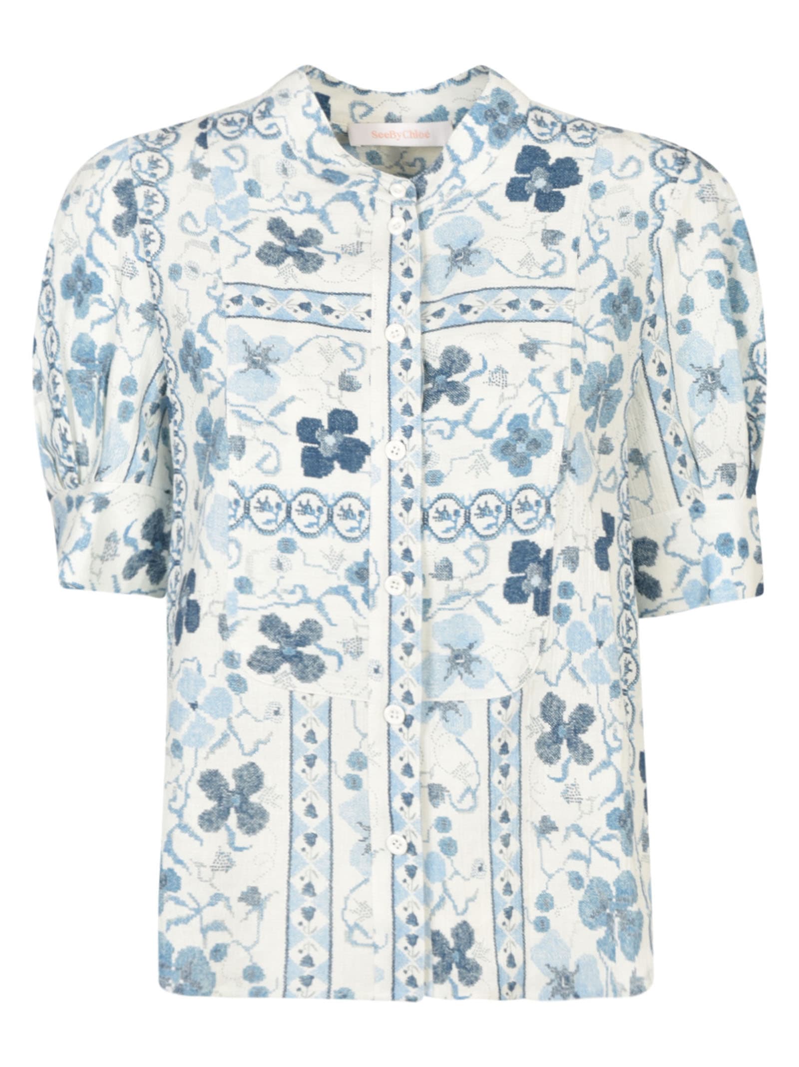 SEE BY CHLOÉ ROUND HEM FLORAL TOP