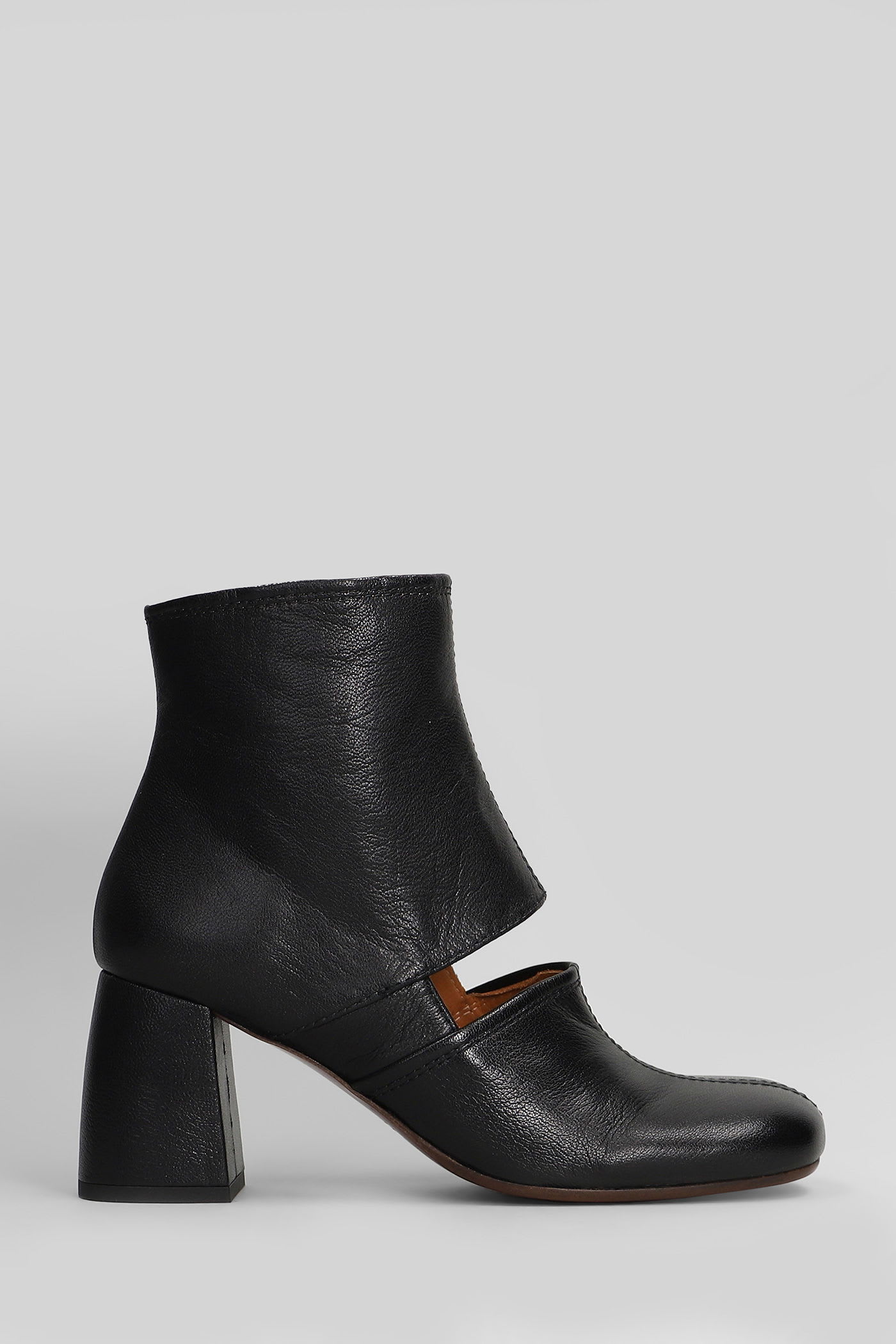 Sonli High Heels Ankle Boots In Black Leather