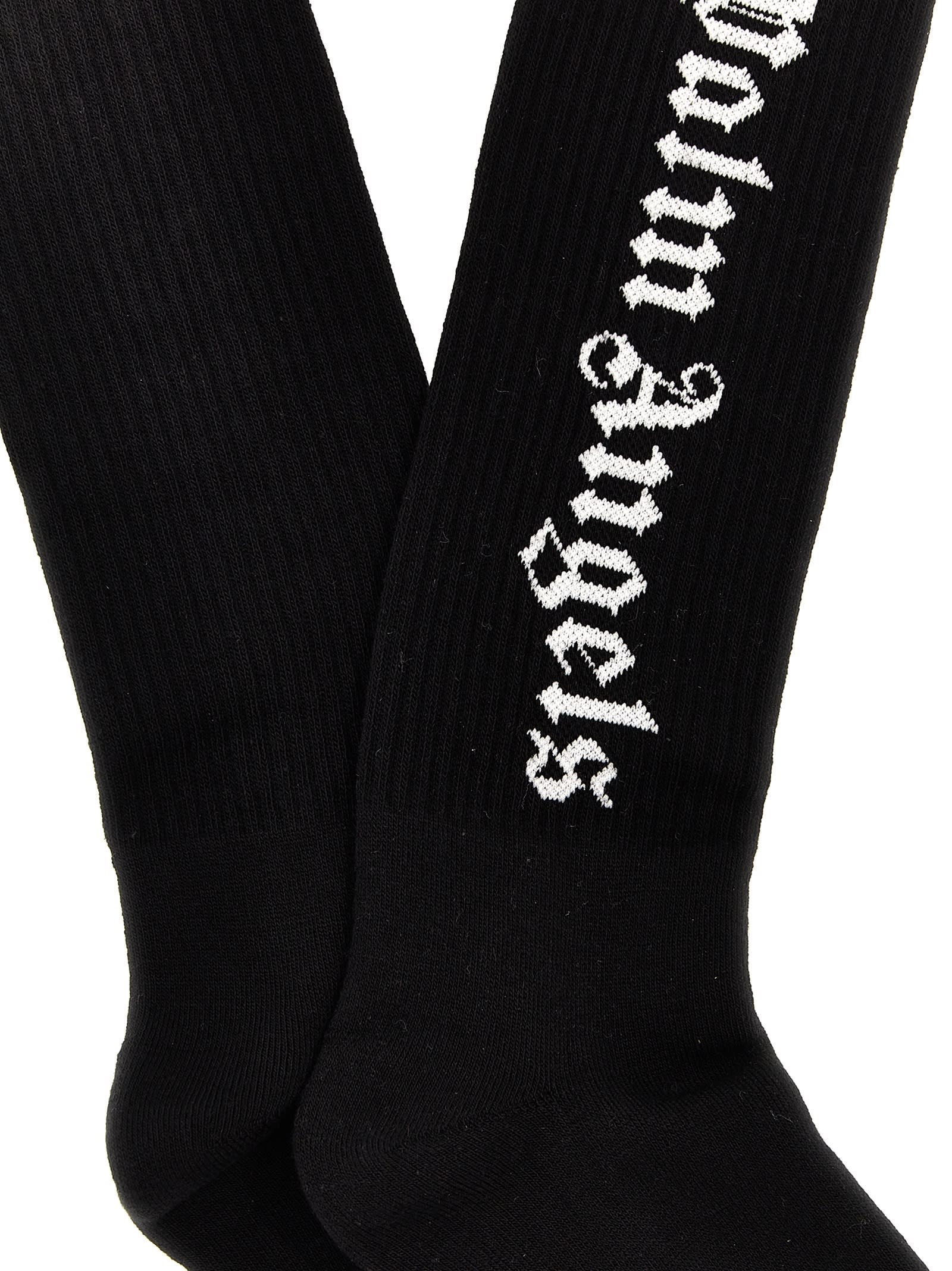 Shop Palm Angels Classic Logo Socks In Nero