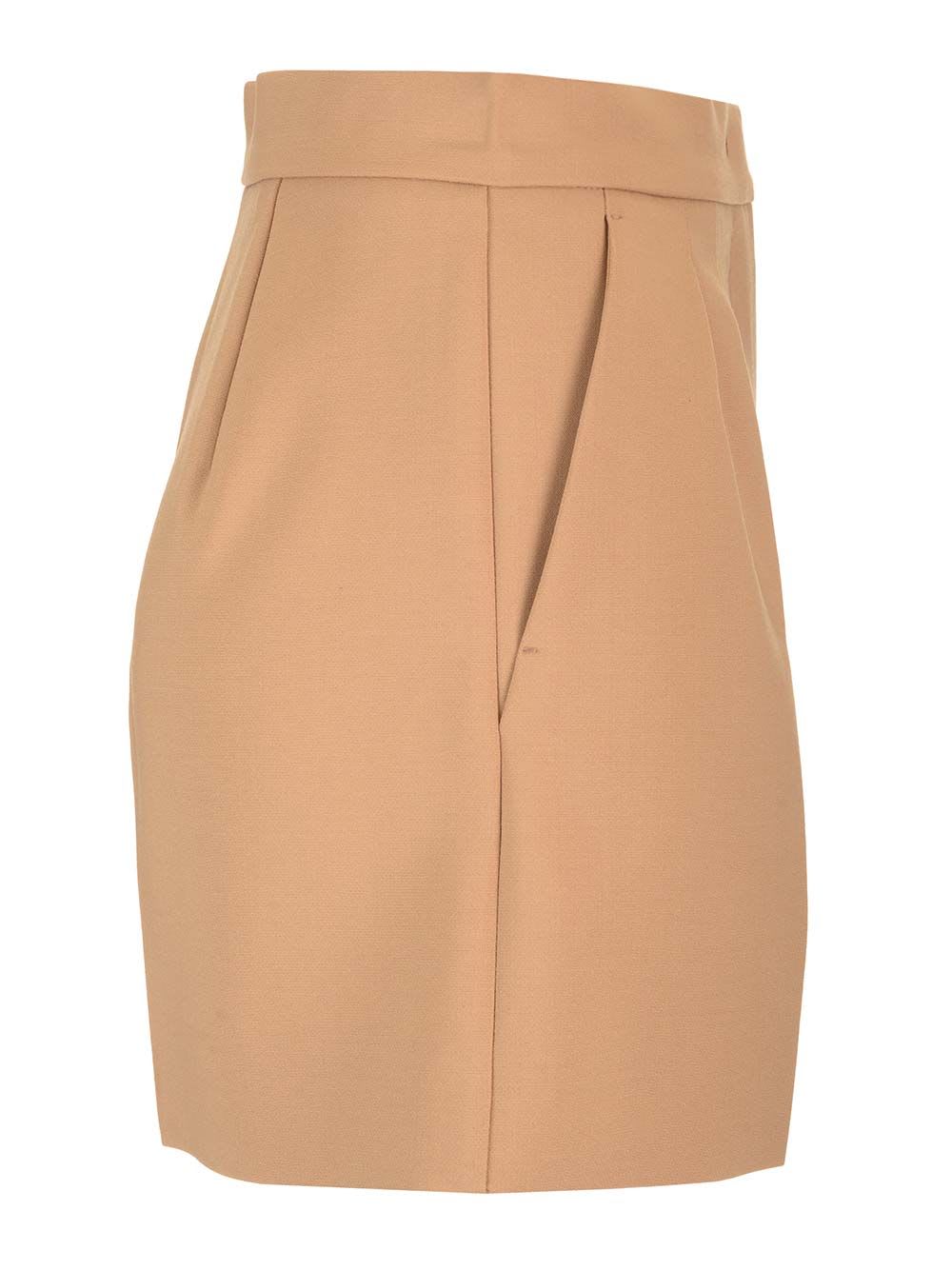Max Mara Wool Canvas Shorts Trousers Beige In Brown
