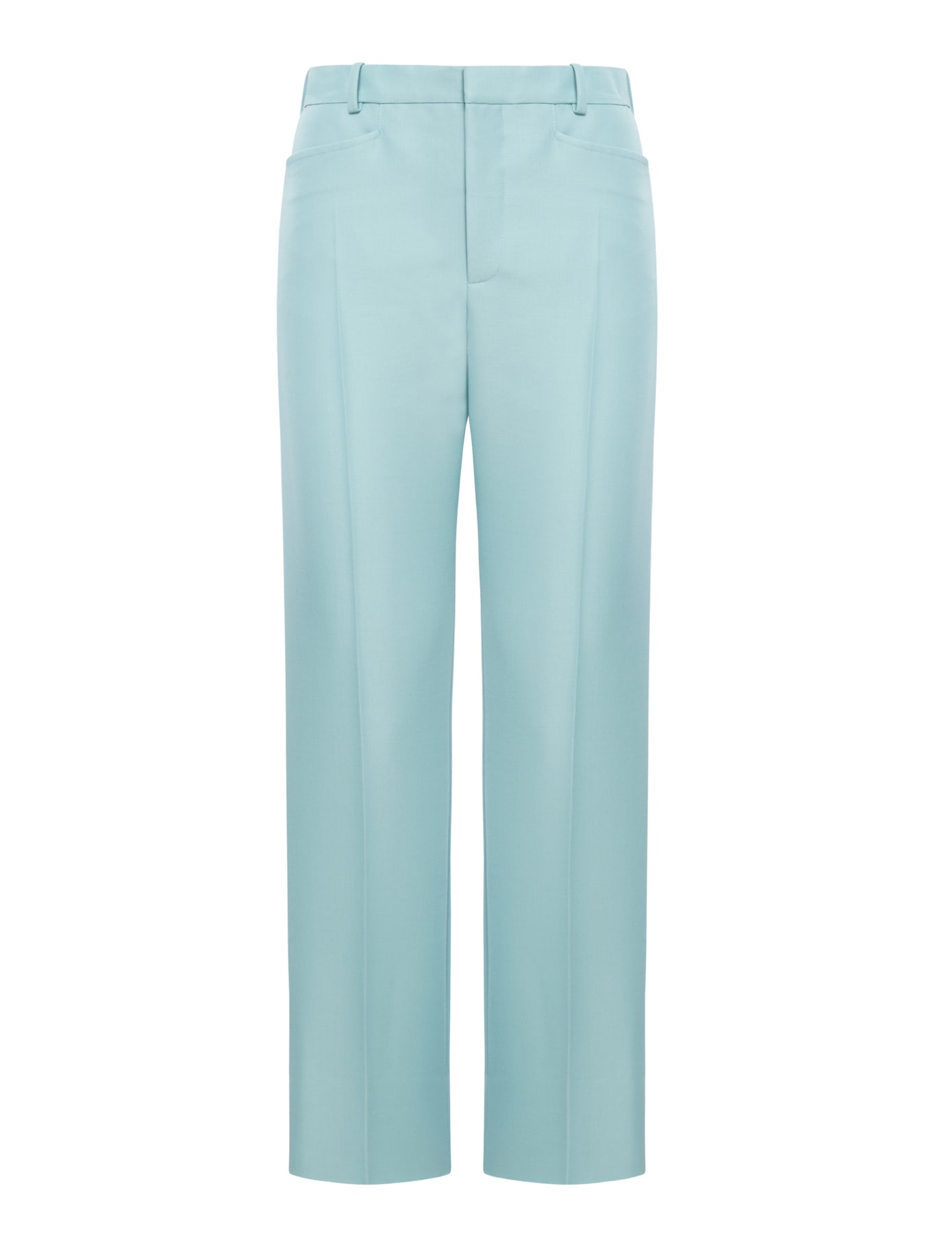 Compact Hopsack Wool Blend Tailored Pants