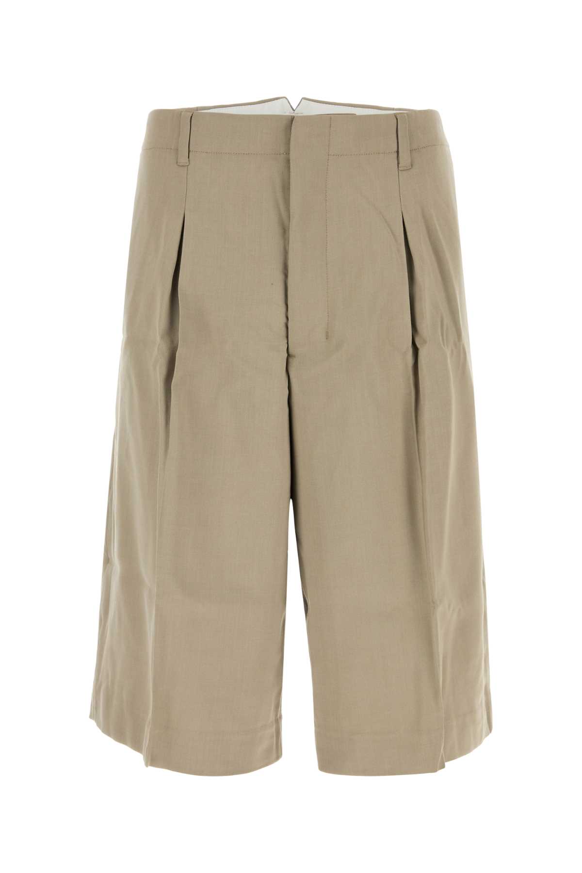 Cappuccino Viscose Blend Bermuda Shorts