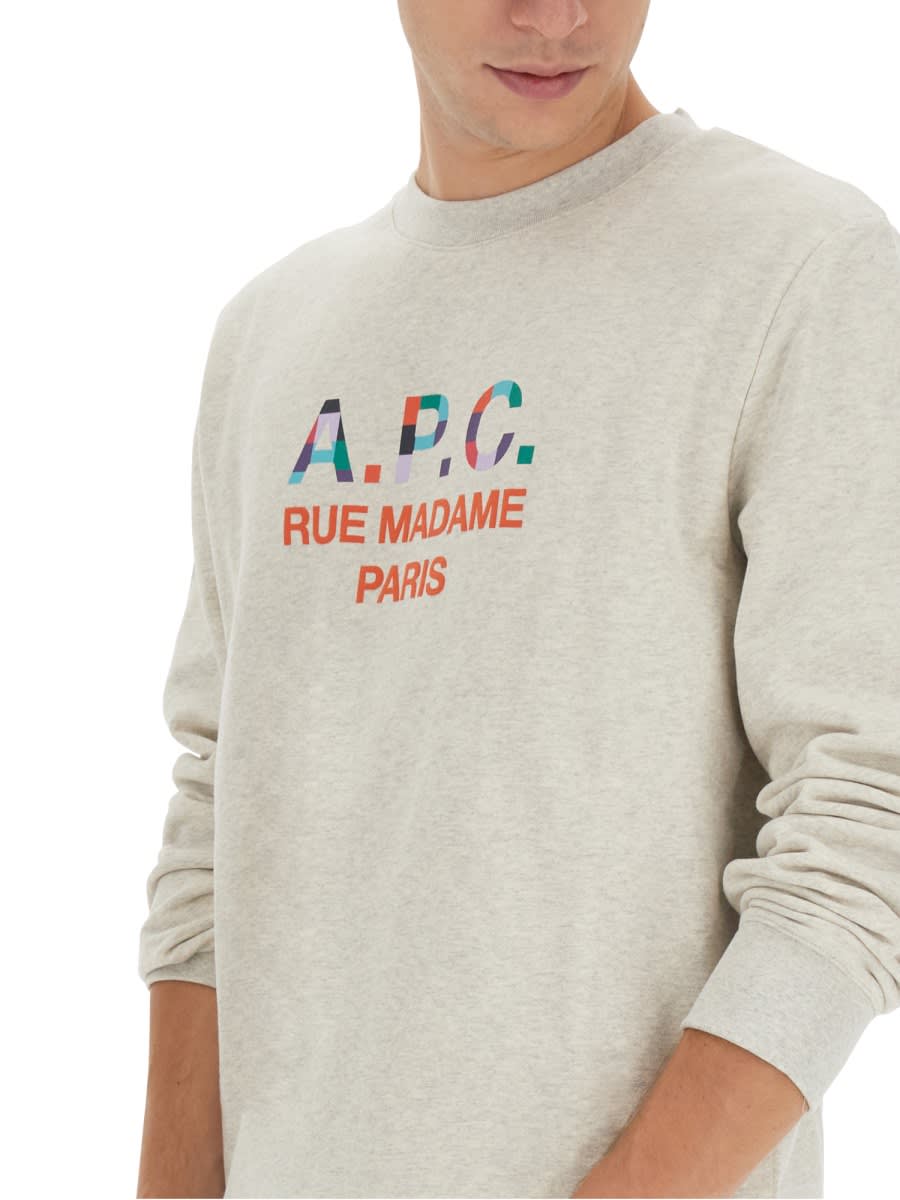 Shop Apc Sweatshirt Achilles In Powder