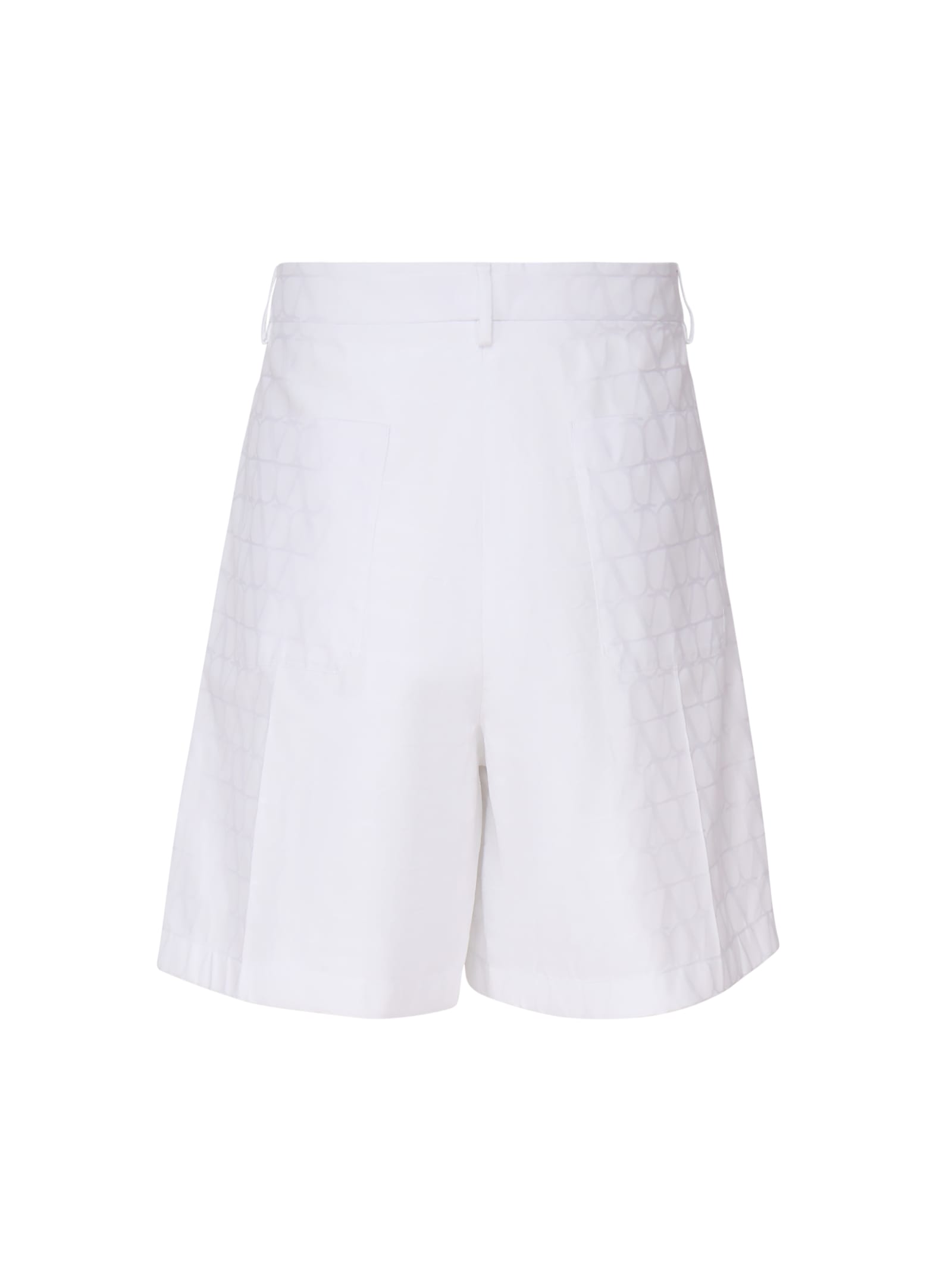 Shop Valentino Shorts Iconograph In Cotton In White