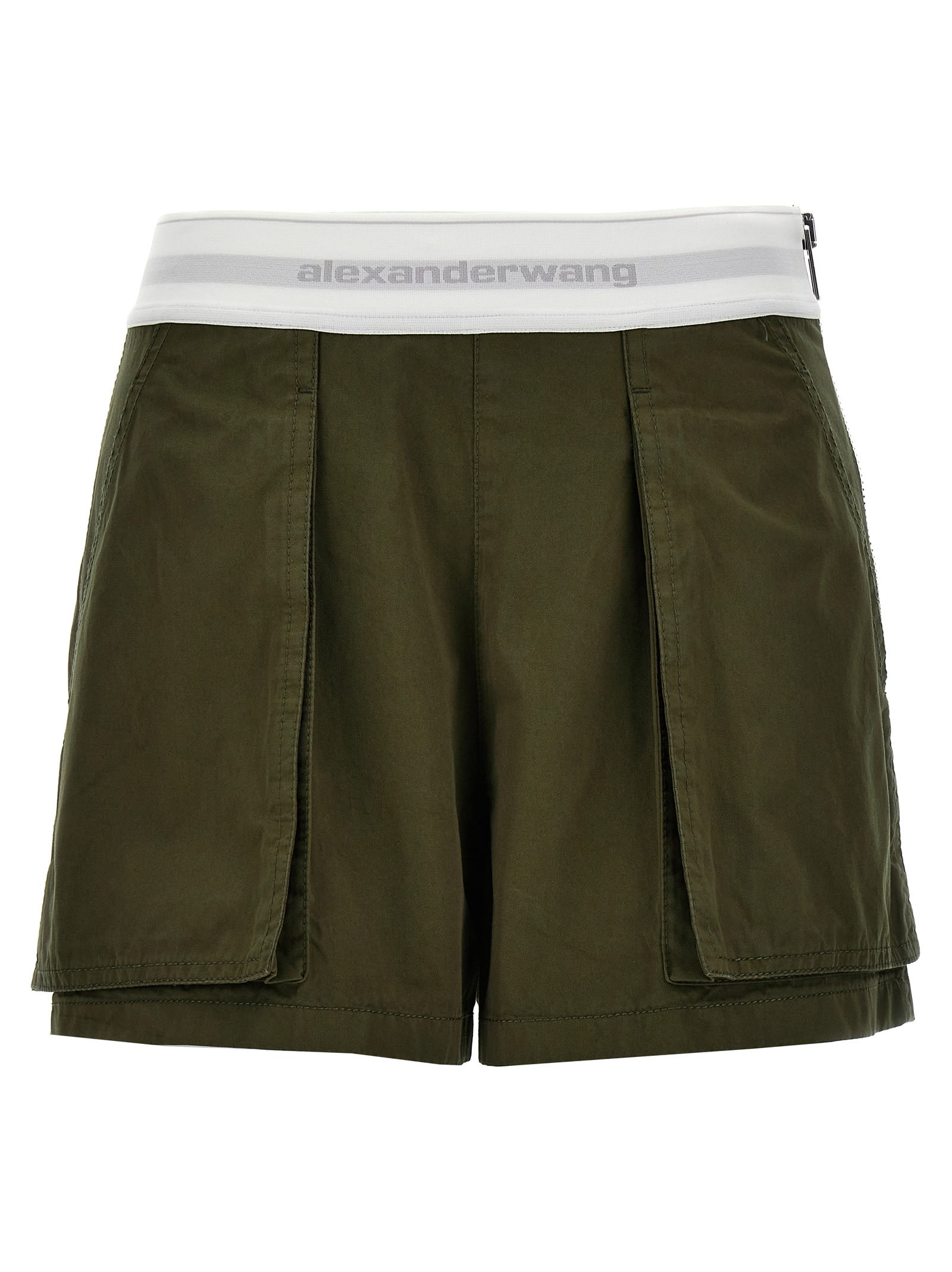 Shop Alexander Wang High Waisted Cargo Rave Shorts In Green