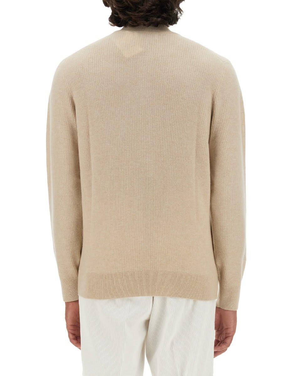 Shop Brunello Cucinelli Waffle Stitch Knitted Jumper In Sand