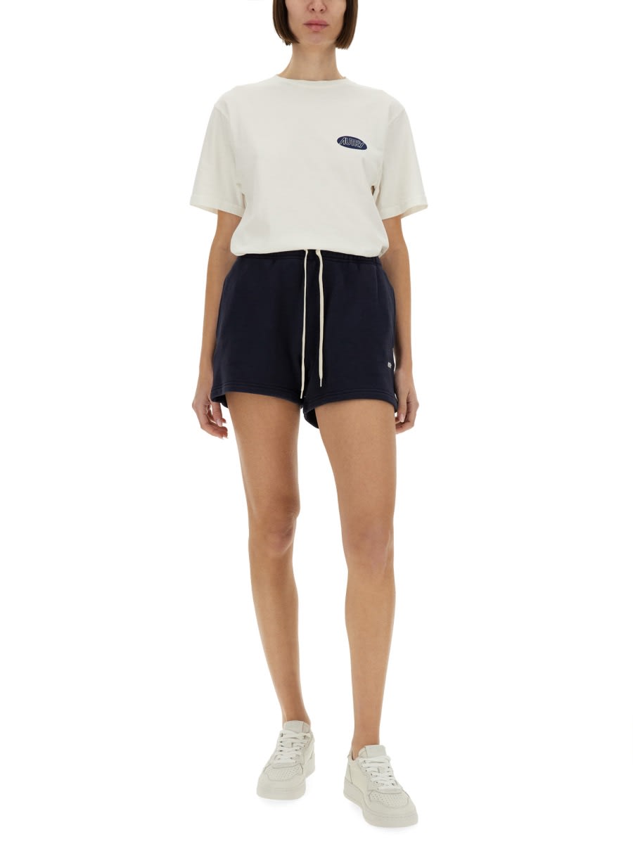 Autry Elastic Waistband Shorts With Side And Back Pockets In Blue