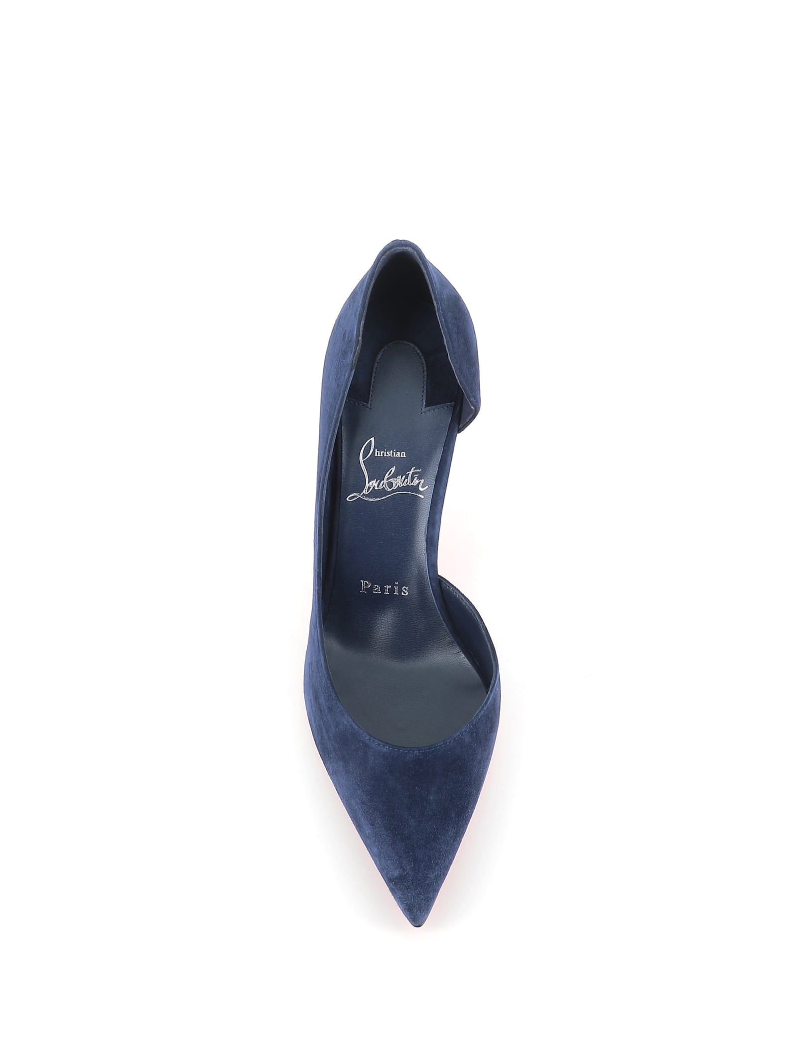 Christian Louboutin Pointed Toe Suede Finish Pumps In Blue