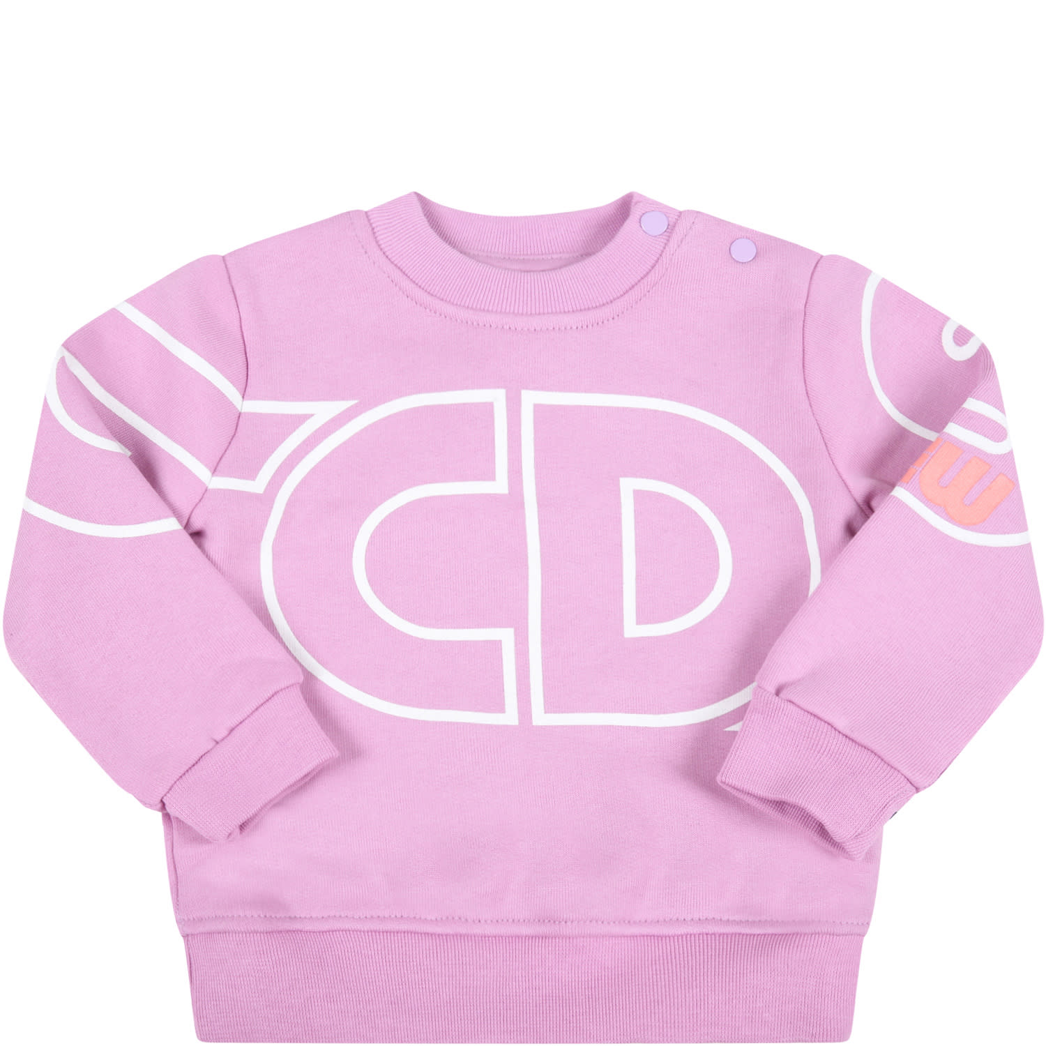 GCDS Mini Lilac Sweatshirt For Baby Girl With Logo