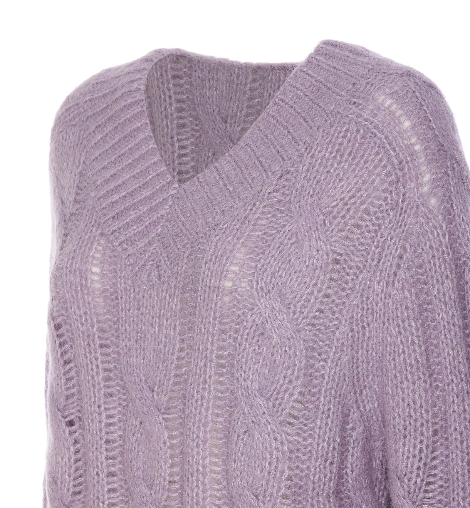 Shop Michael Kors Mixed Alpaca Sweater With Braids In Purple