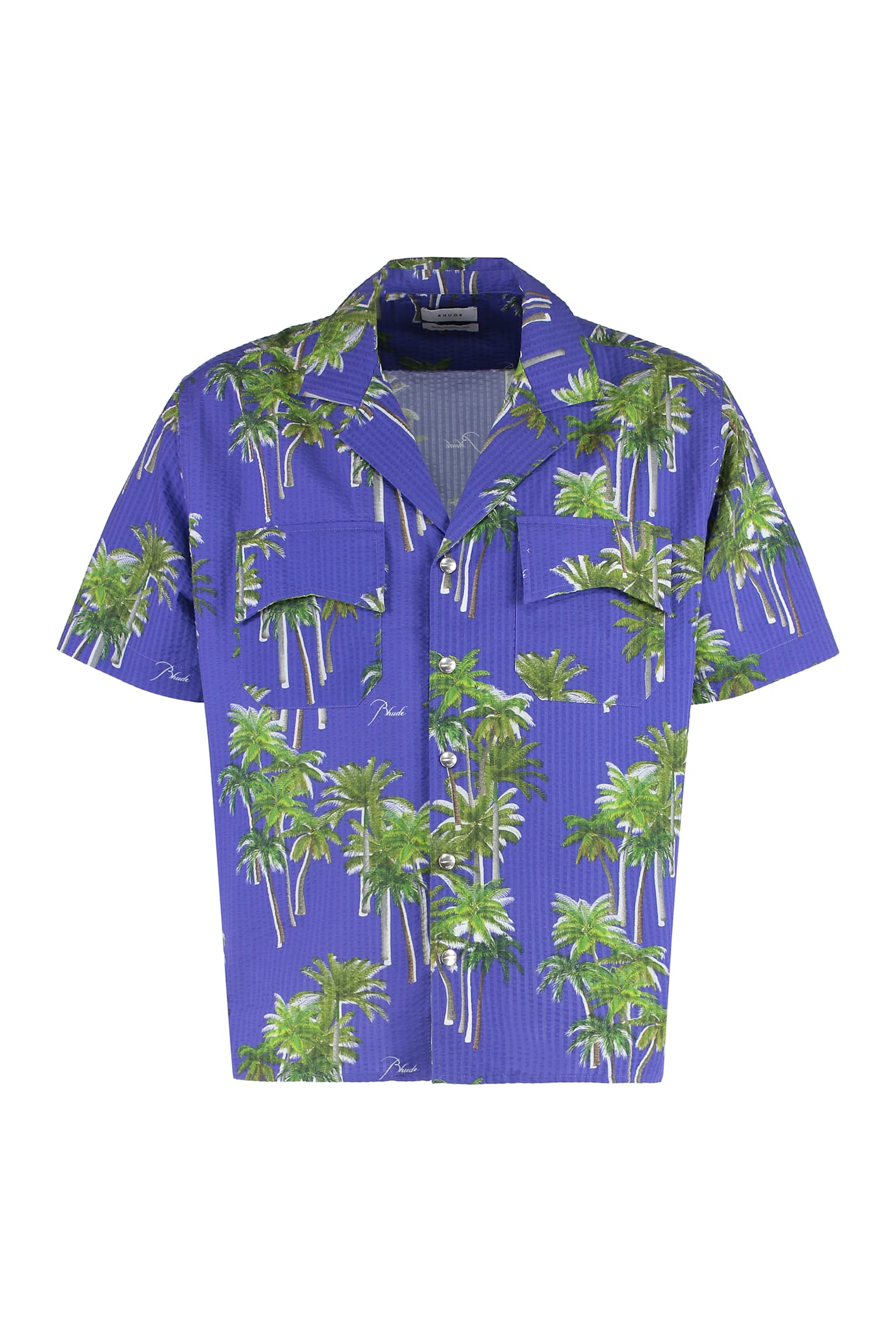 Rhude Printed Short Sleeved Shirt In Purple