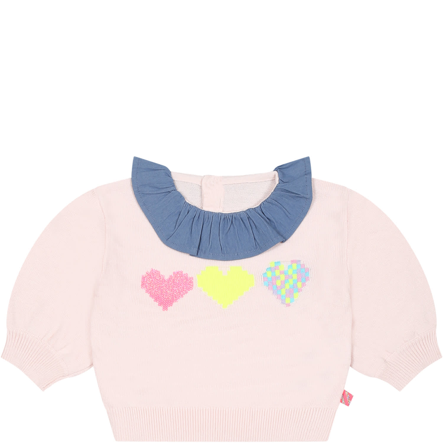 Billieblush Pink Sweater With Hearts For Baby Girl