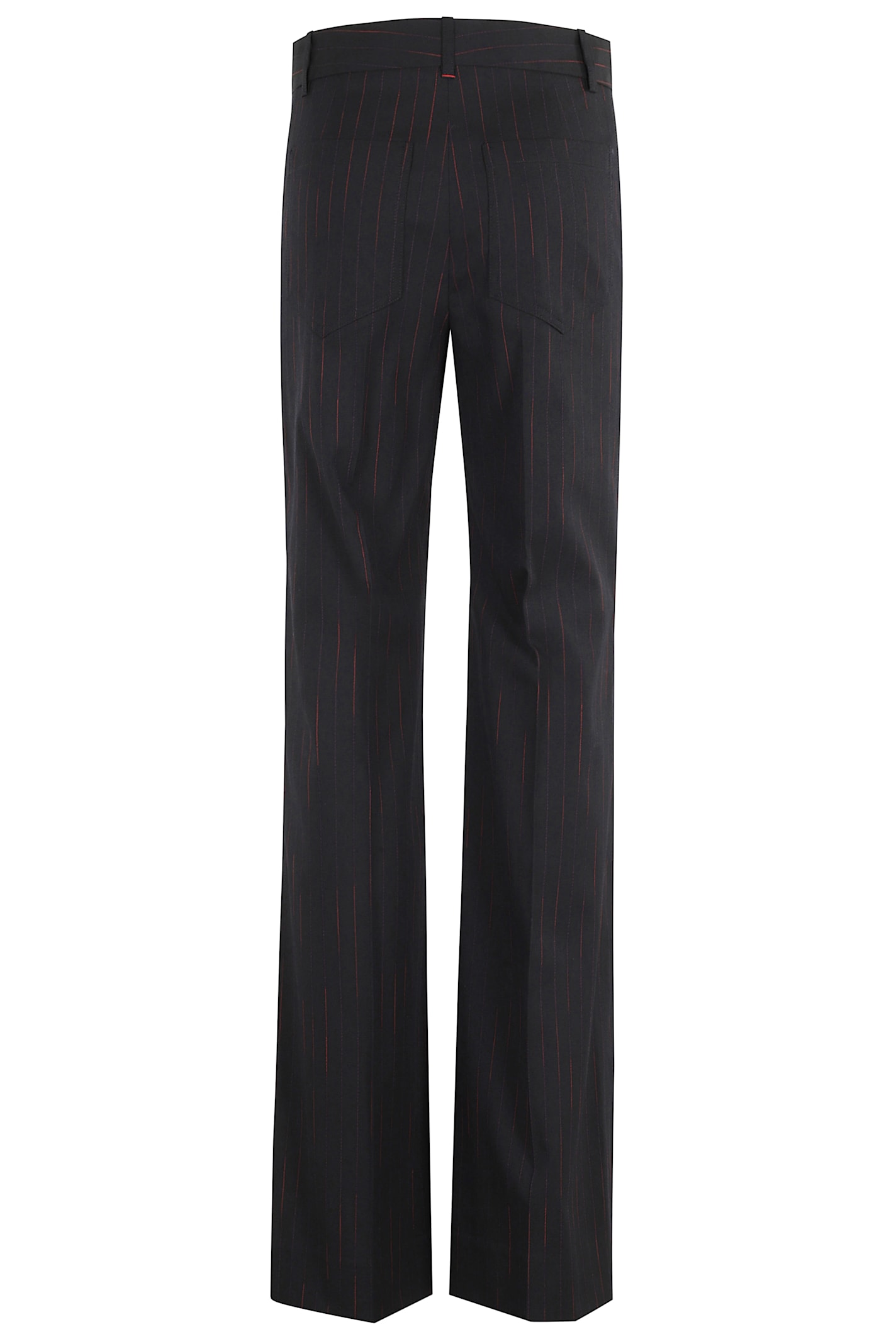 Victoria Beckham Pinstripe Wide Leg Trouser With Belt Loops In Black