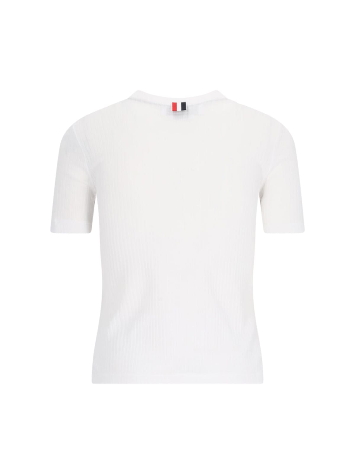 Shop Thom Browne Three Stripes Logo T-shirt In White