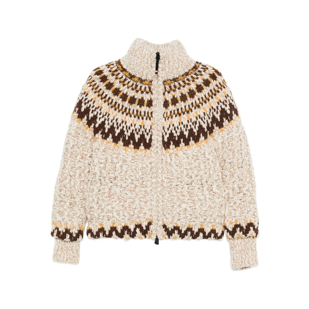 Moncler Girose Down-paneled Wool-blend Zip-up Cardigan In Neutral