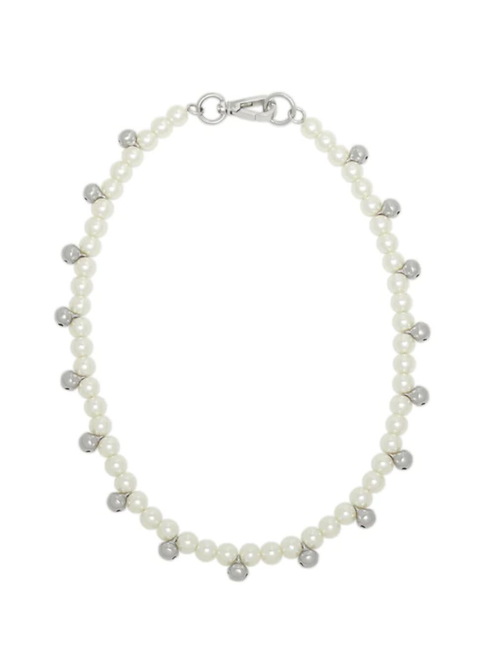 Shop Simone Rocha Bell Charm And Pearl Necklace